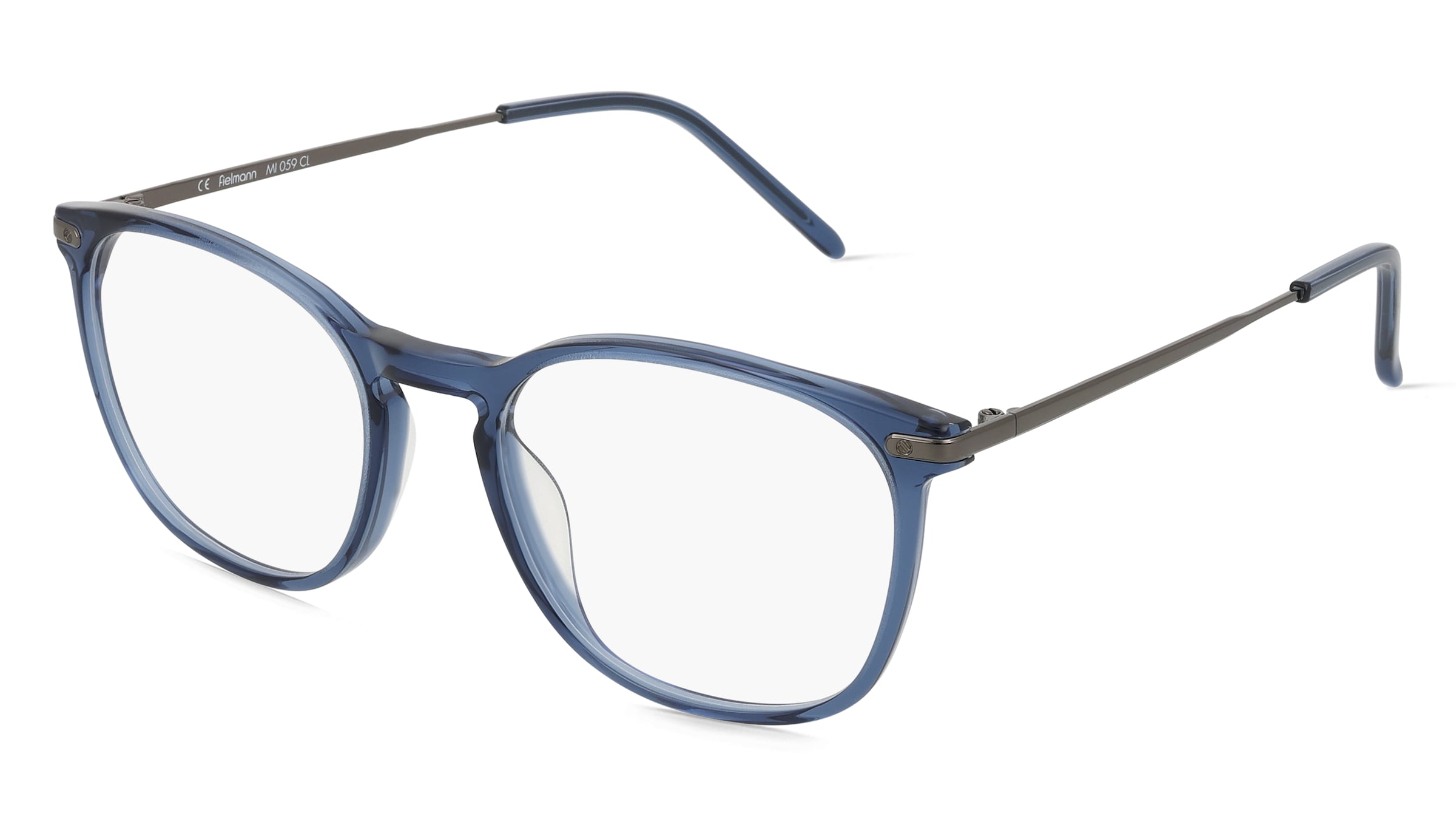 Fielmann MI 059 CL Herren-Brille inkl. Gläser Vollrand Panto Acetat-Gestell 52/19/145, Blau
