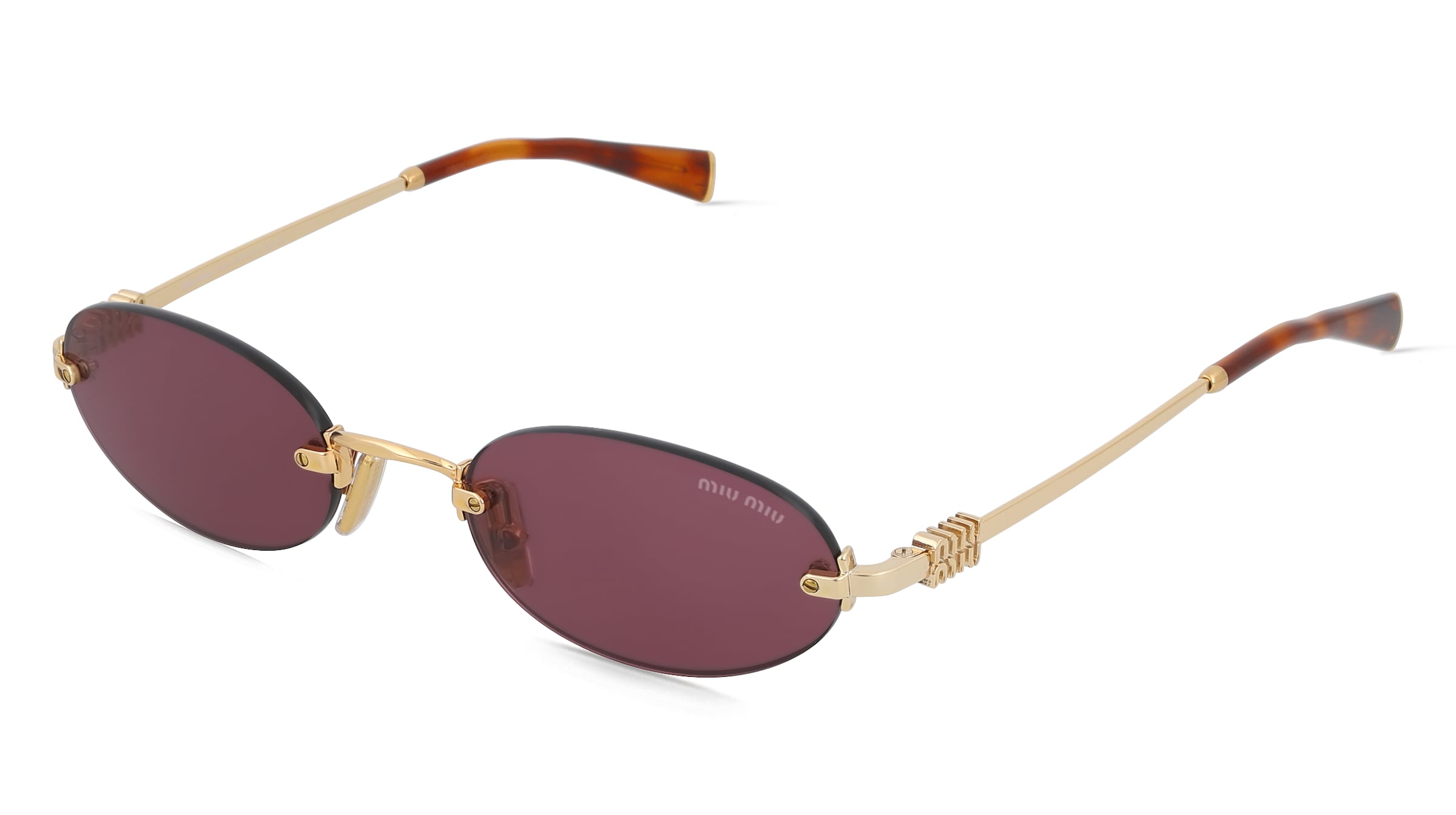 Miu Miu MU A54S Damen-Sonnenbrille Randlos Oval Metall-Gestell, Gold