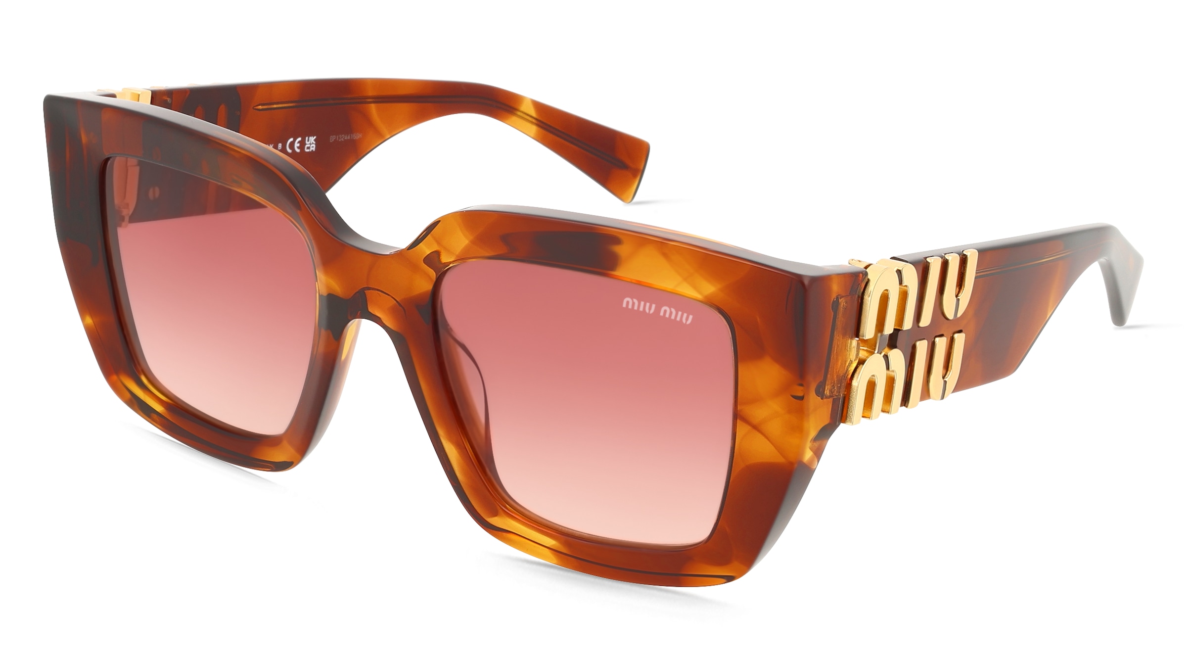 Miu Miu 0MU B05S Damen-Sonnenbrille Vollrand Quadratisch Acetat-Gestell, Havanna