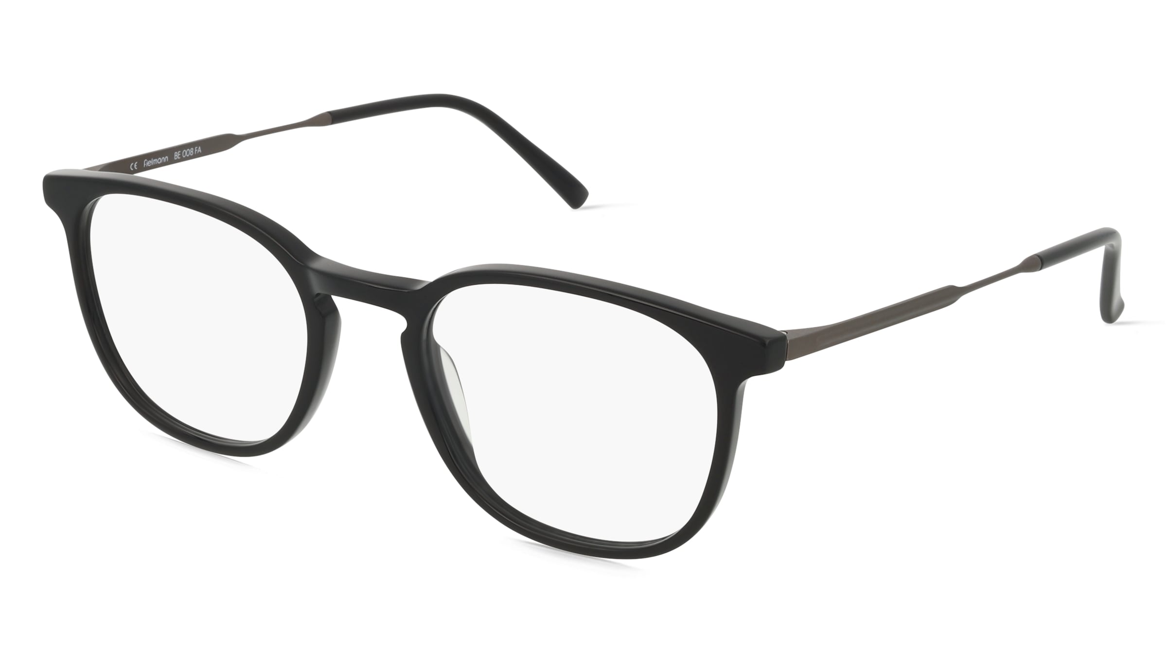 Fielmann BE 008 FA Herren-Brille inkl. Gläser Vollrand Panto Acetat-Gestell 52/21/150, Schwarz
