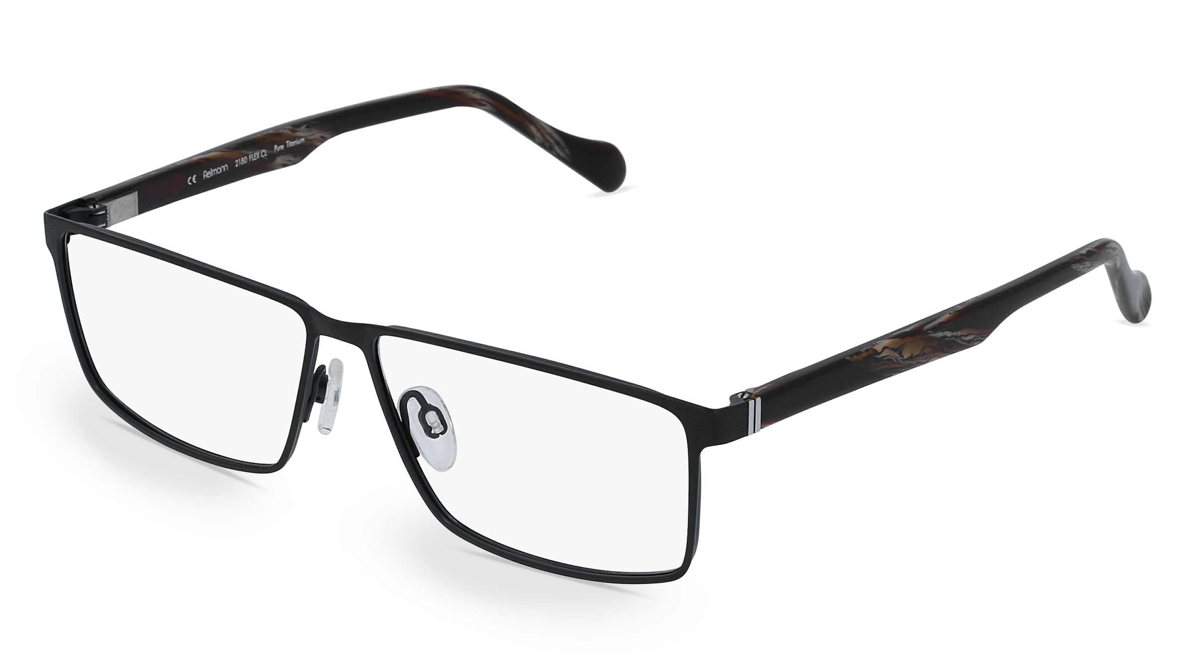 Fielmann 2180 FLEX CL Herren-Brille inkl. Gläser Vollrand Quadratisch Titan-Gestell 60/13/140, Schwarz