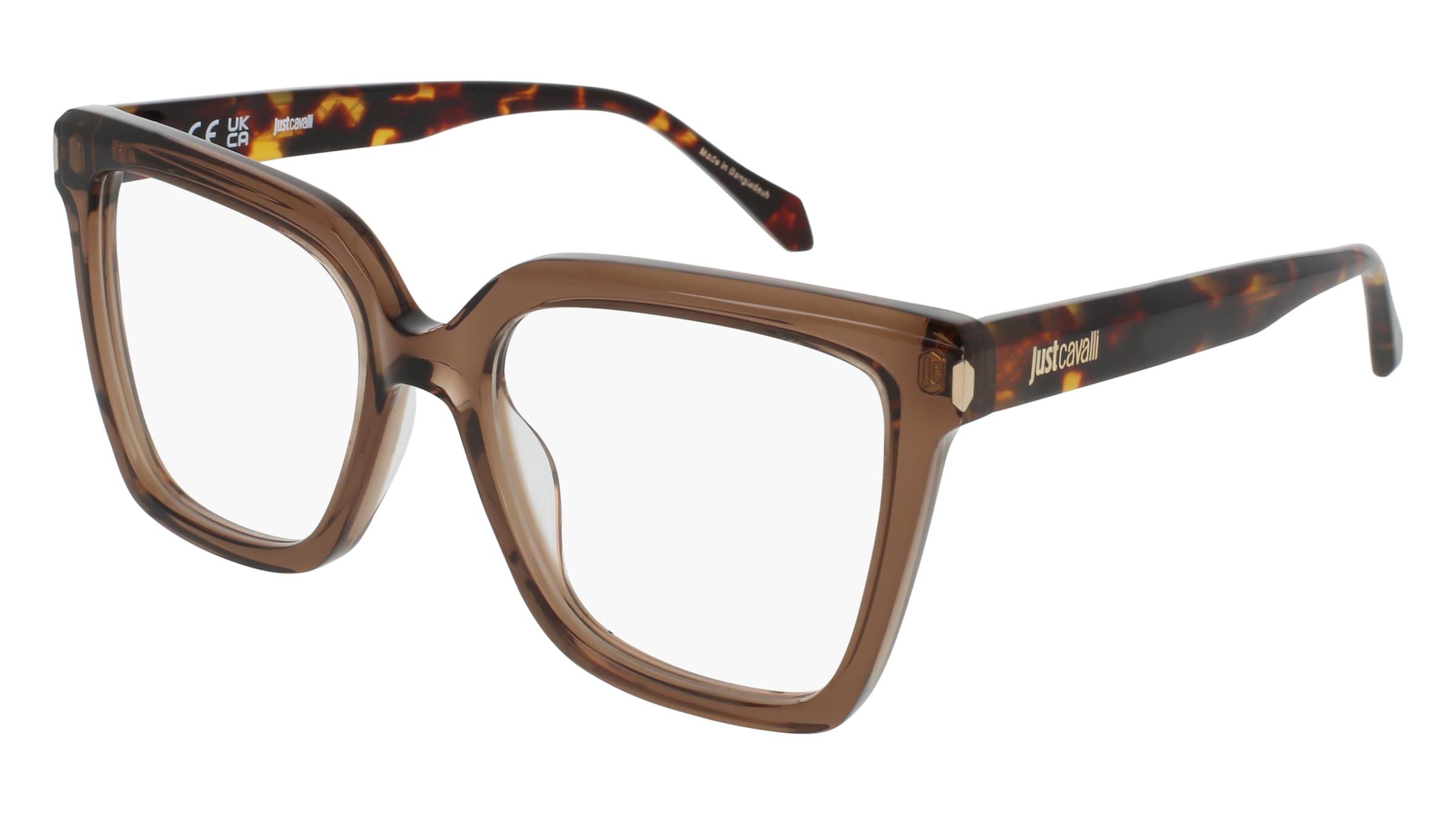 Just Cavalli VJC139 Damen-Brille inkl. Gläser Vollrand Quadratisch Kunststoff-Gestell 52/18/140, Braun