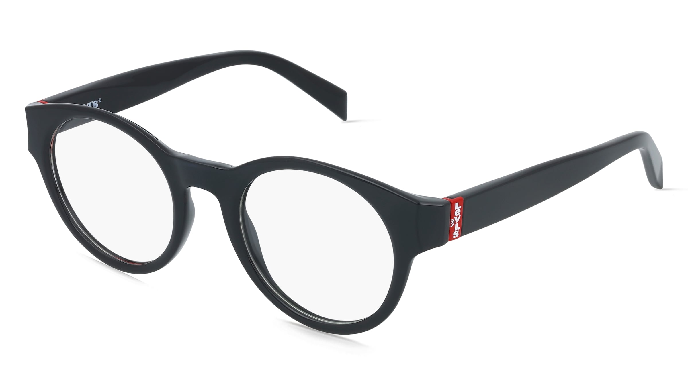 Levi’s LV 1083 Damen-Brille inkl. Gläser Vollrand Panto Kunststoff-Gestell 47/22/145, Schwarz