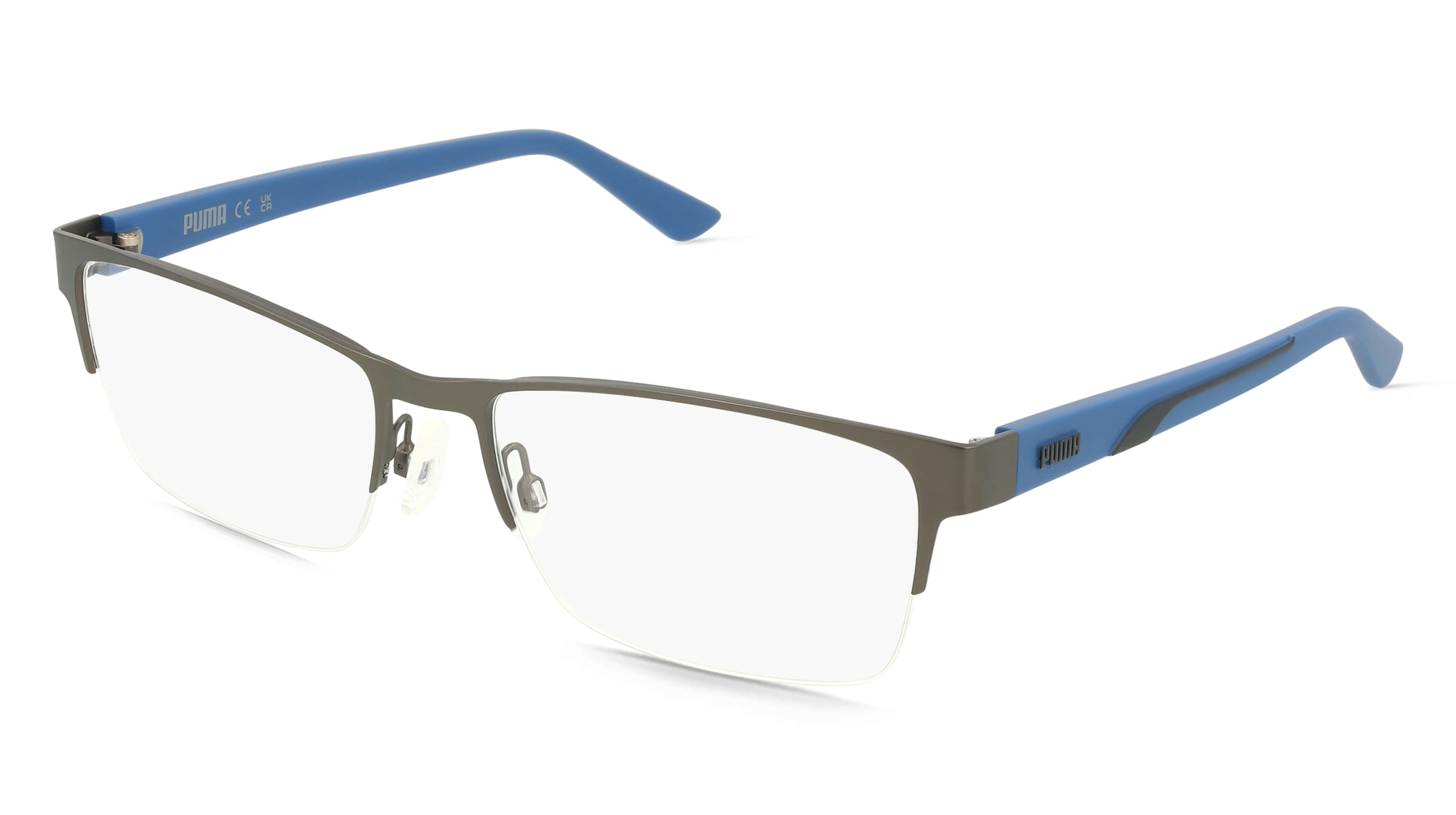 Puma PU0472O Unisex-Brille inkl. Gläser Vollrand Quadratisch Metall-Gestell 60/18/145, Grau