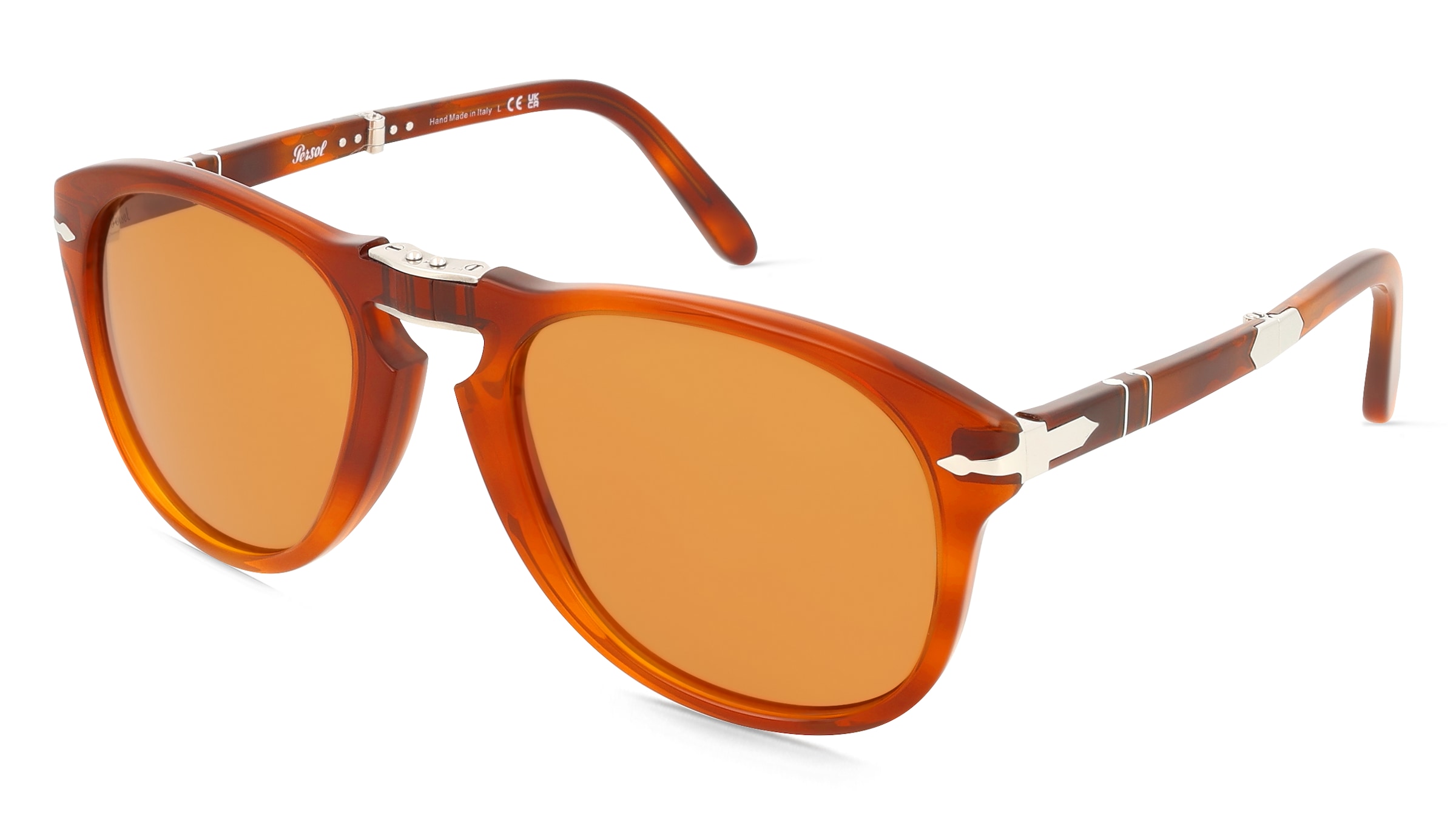 Persol PO0714SM Herren-Sonnenbrille Vollrand Pilot Acetat-Gestell, Orange