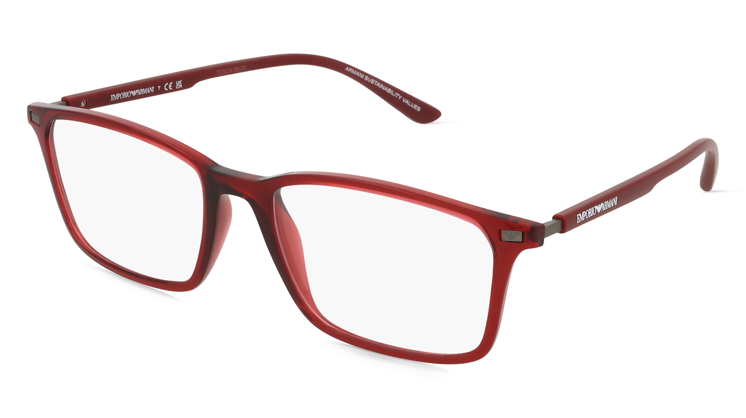 Emporio Armani 0EA3237 Herren-Brille inkl. Gläser Vollrand Quadratisch Kunststoff-Gestell 55/18/145, Rot