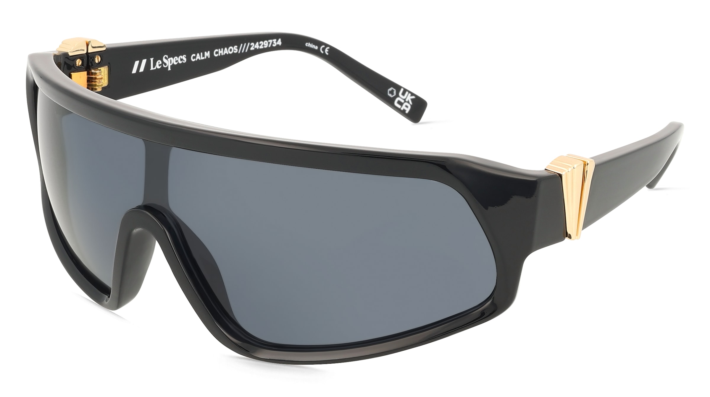 Le Specs CALM CHAOS Unisex-Sonnenbrille Vollrand Monoscheibe Kunststoff-Gestell, Schwarz