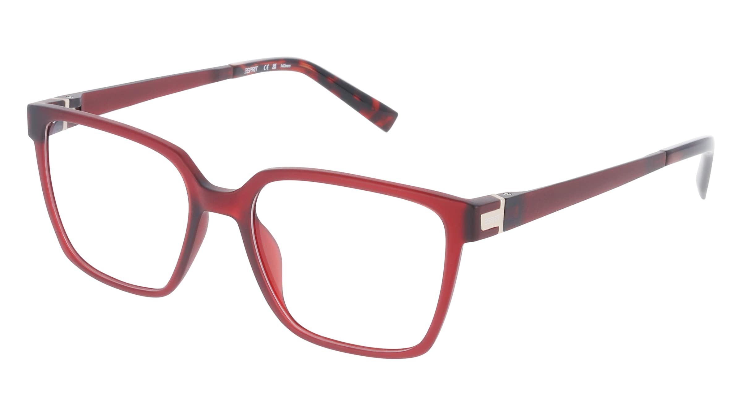 Esprit 33527 Damen-Brille inkl. Gläser Vollrand Quadratisch Kunststoff-Gestell 51/17/140, Rot