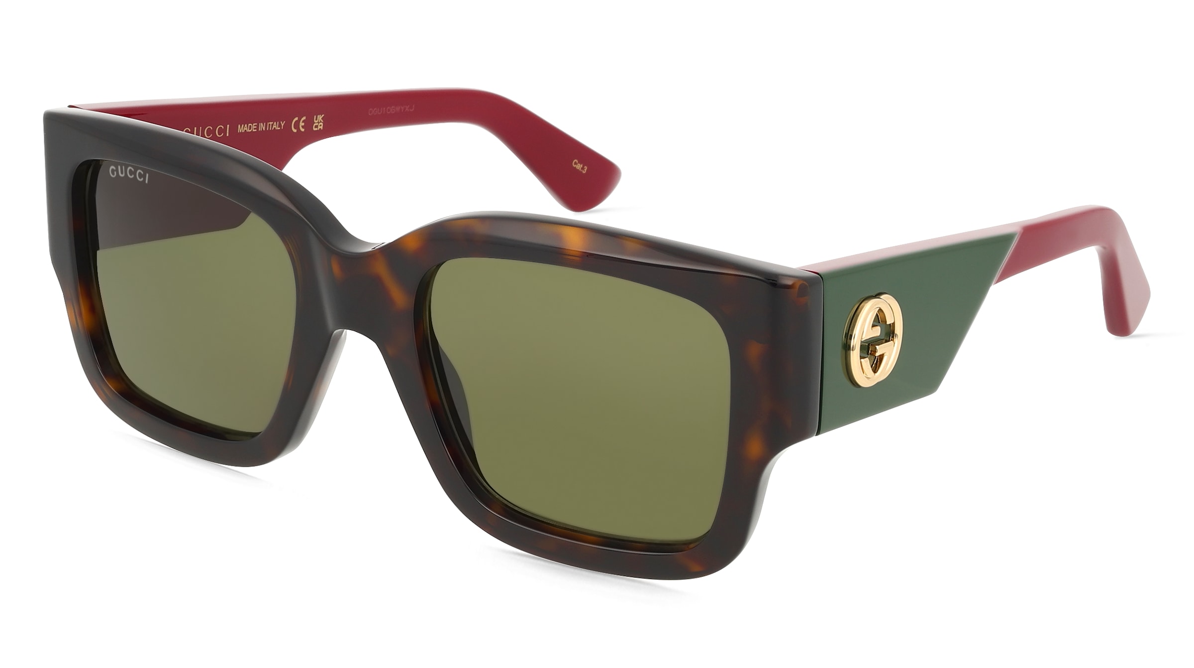 Gucci GG1663S Unisex-Sonnenbrille Vollrand Eckig Acetat-Gestell, Havanna