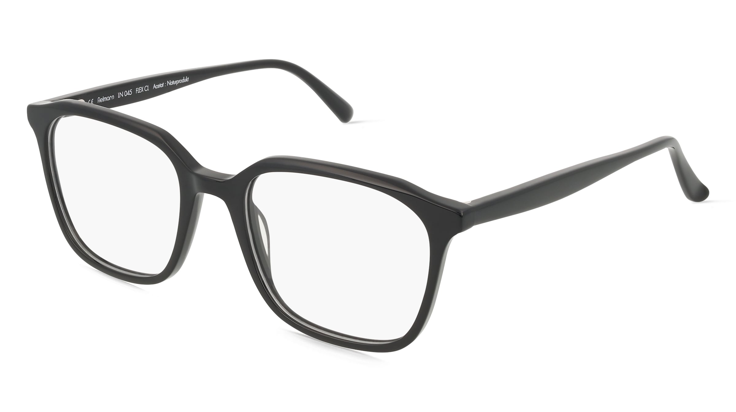 Fielmann LN 045 FLEX CL OSKAR Herren-Brille inkl. Gläser Vollrand Quadratisch Acetat-Gestell 52/19/145, Schwarz