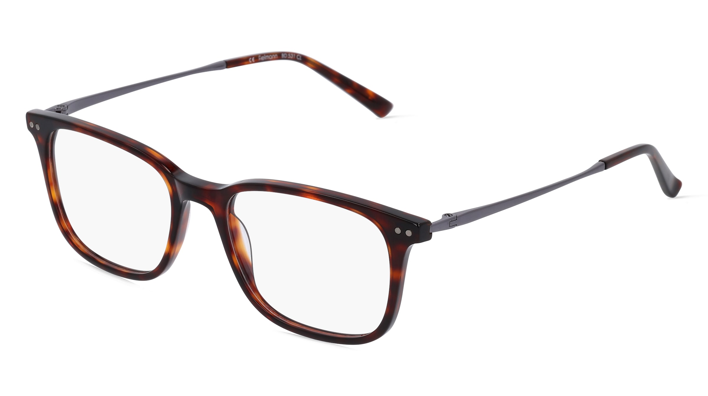 Fielmann BD 531 CL Herren-Brille inkl. Gläser Vollrand Quadratisch Acetat-Gestell 52/18/140, Havanna