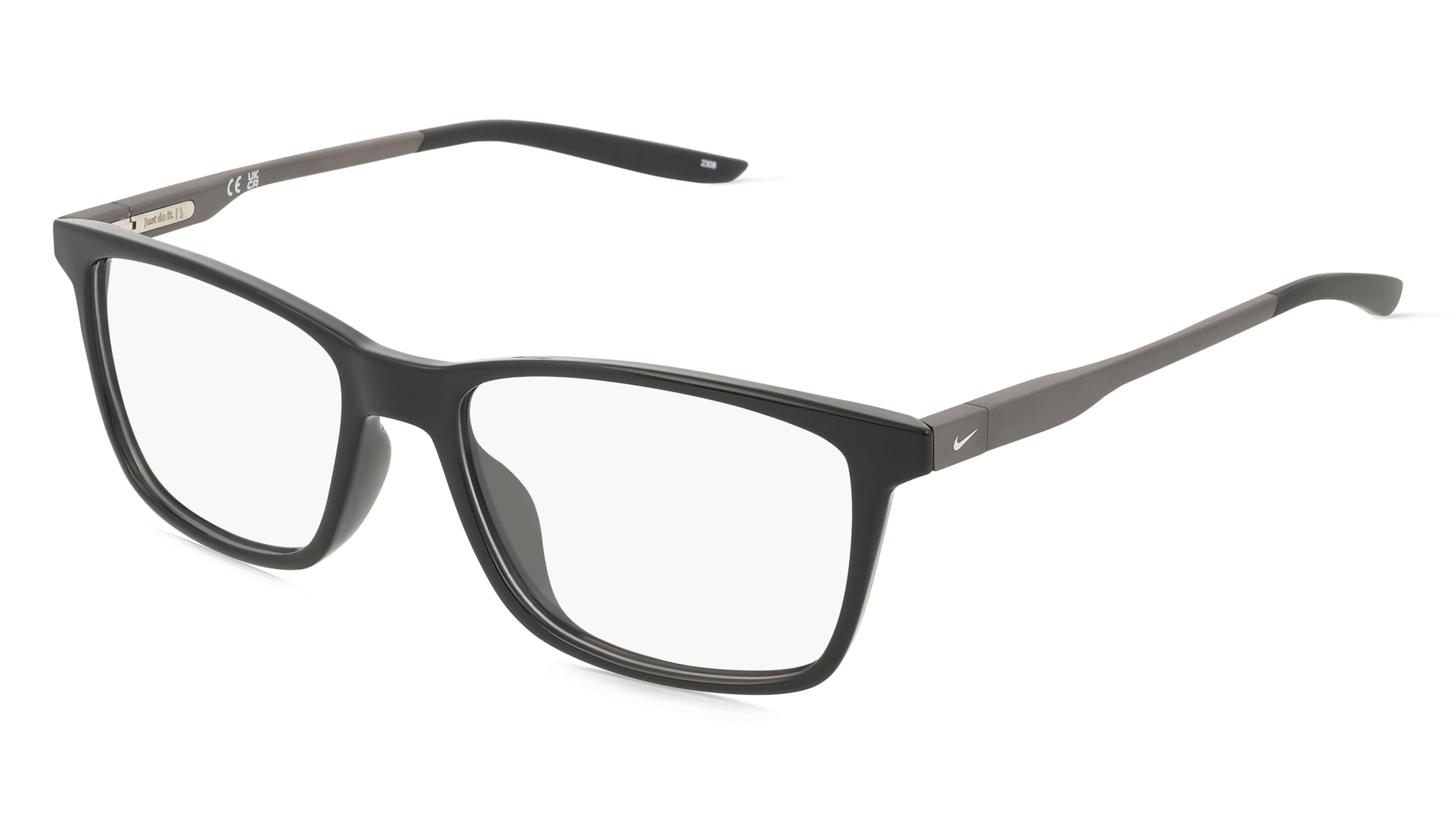 Nike 7286 Unisex-Brille inkl. Gläser Vollrand Quadratisch Propionat-Gestell 54/17/140, Schwarz