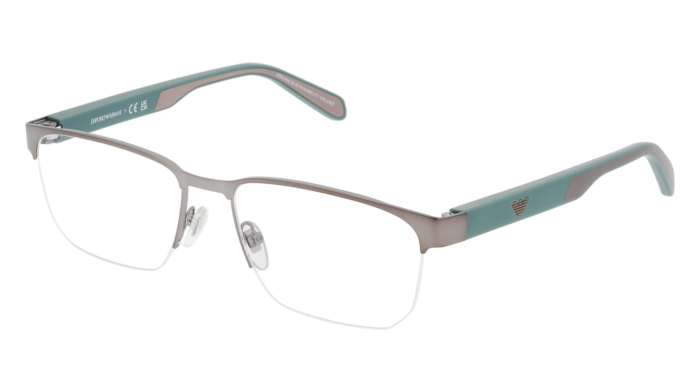 Emporio Armani EA1162 Herren-Brille inkl. Gläser Halbrand Geometrisch Metall-Gestell 56/17/145, Grau