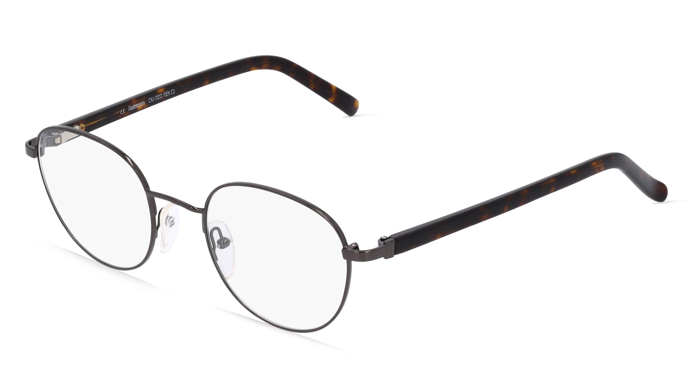 Fielmann OU 022 FLEX CL Unisex-Brille inkl. Gläser Vollrand Panto Edelstahl-Gestell 50/22/145, Grau