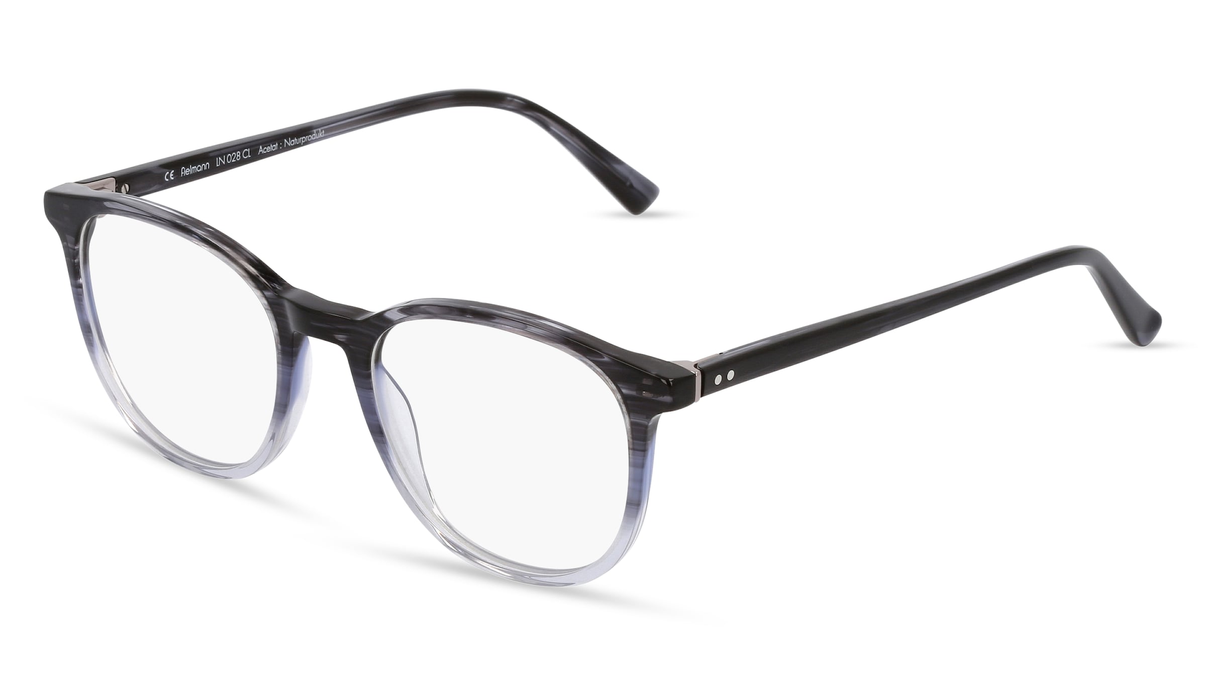 Fielmann LN 028 CL Unisex-Brille inkl. Gläser Vollrand Panto Acetat-Gestell 51/19/145, Grau