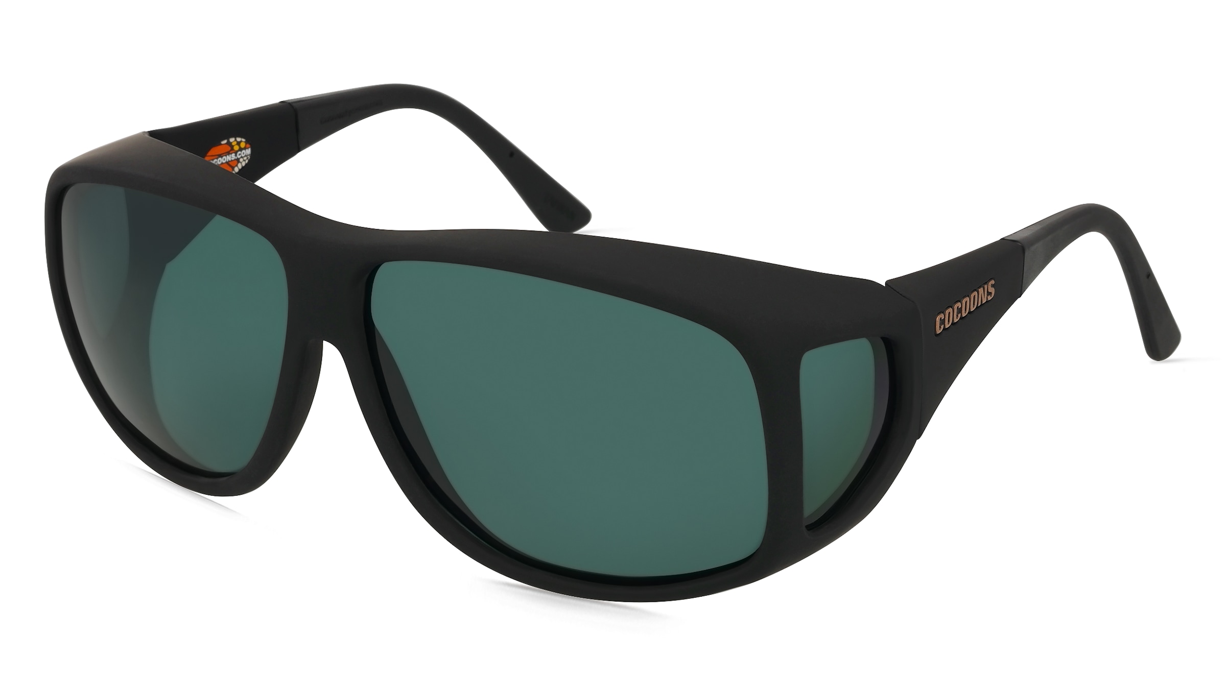 Cocoons Fitover XL Unisex-Sonnenbrille Vollrand Eckig Kunststoff-Gestell, Schwarz