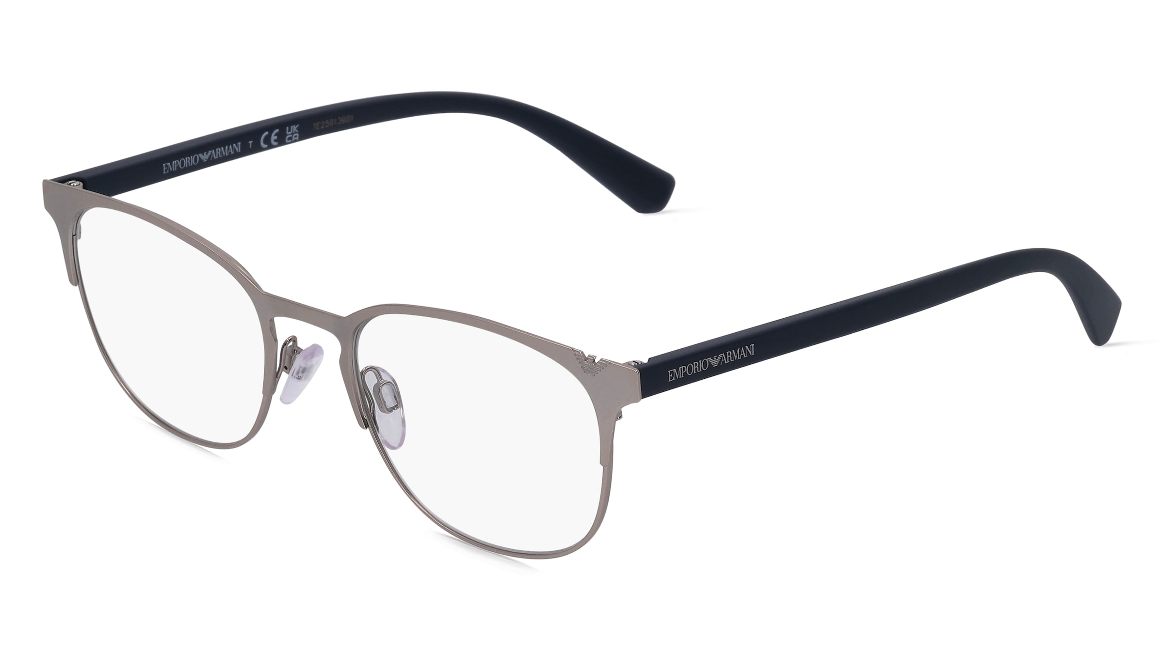 Emporio Armani EA1059 Herren-Brille inkl. Gläser Vollrand Oval Metall-Gestell 51/19/140, Silber