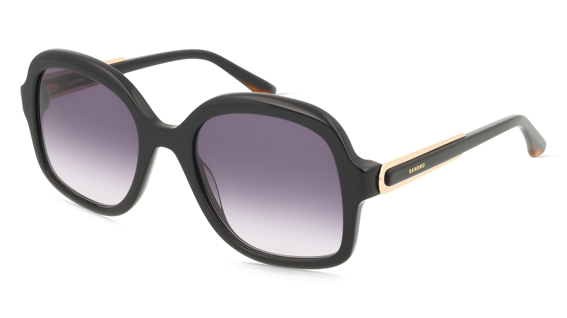 Sandro SA6074 Damen-Sonnenbrille Vollrand Quadratisch Acetat-Gestell, Schwarz