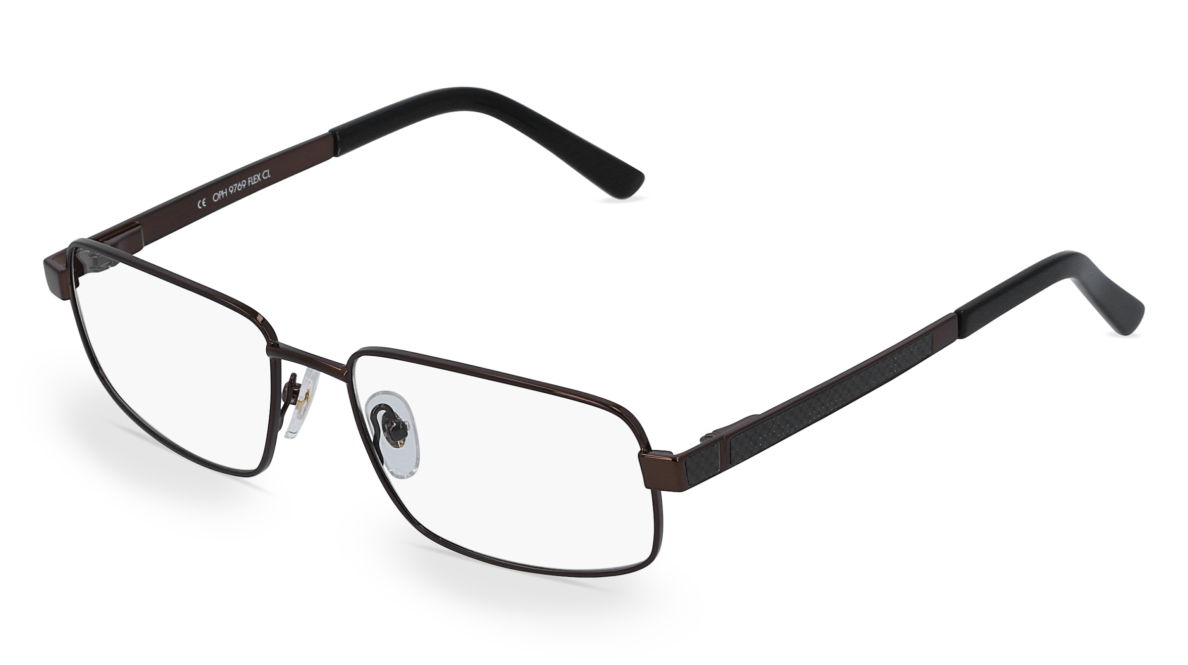 Fielmann OPH 9769 FLEX CL Herren-Brille inkl. Gläser Vollrand Quadratisch Metall-Gestell 54/17/140, Braun