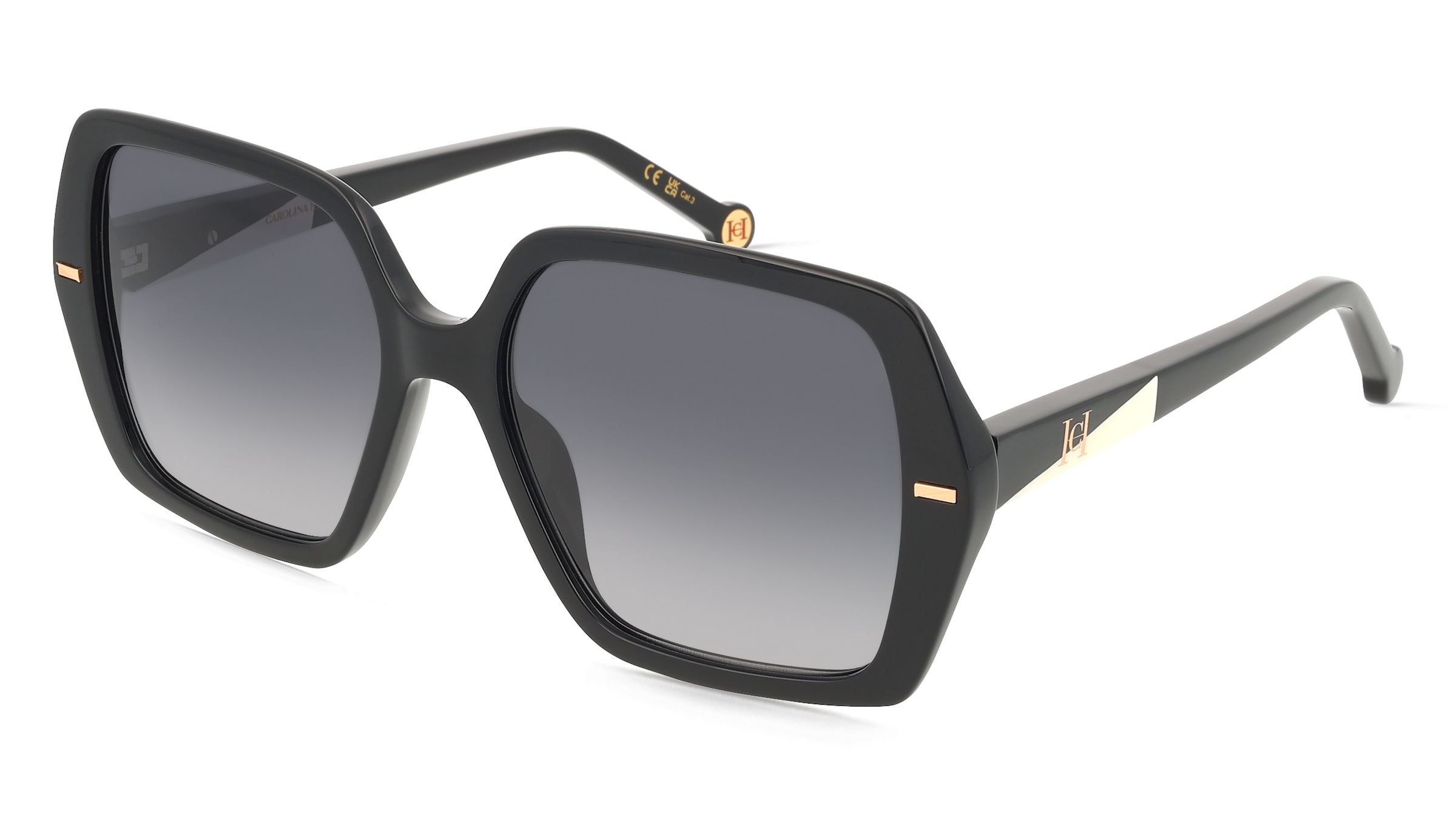 Carolina Herrera HER 0332/G/S Damen-Sonnenbrille Vollrand Quadratisch Acetat-Gestell, Schwarz