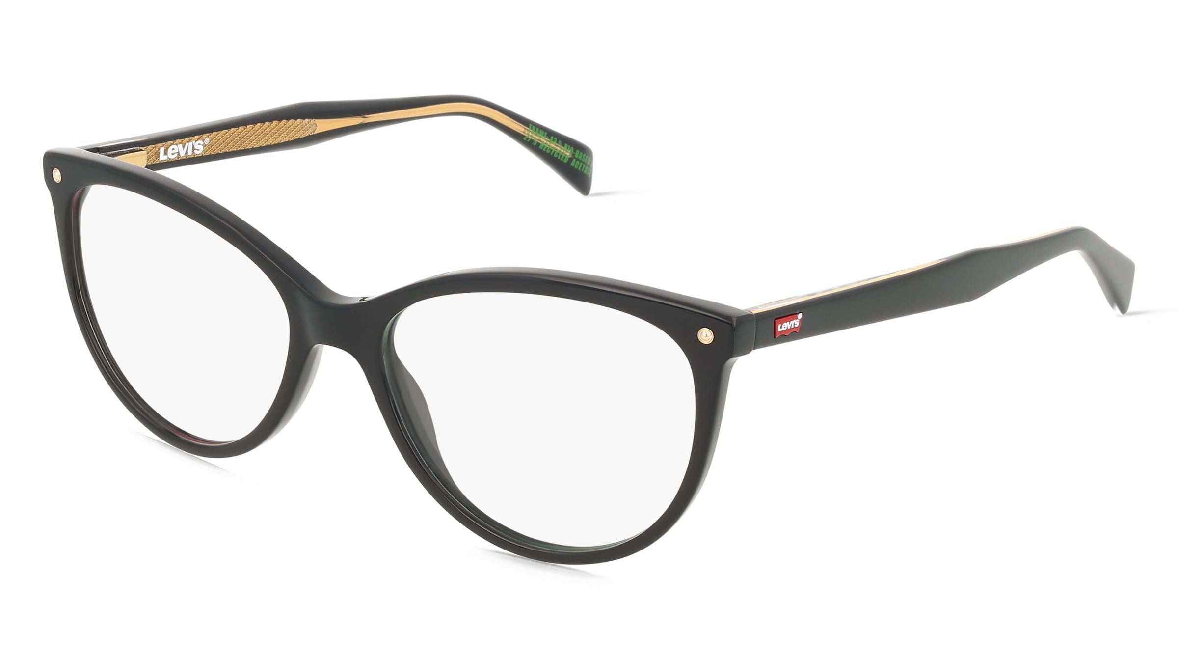 Levi’s LV 5068 Damen-Brille inkl. Gläser Vollrand Cat Eye Acetat-Gestell 52/16/140, Schwarz