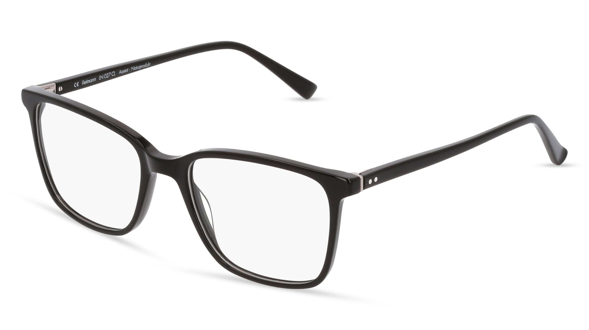 Fielmann LN 027 CL Herren-Brille inkl. Gläser Vollrand Quadratisch Acetat-Gestell 55/19/145, Schwarz
