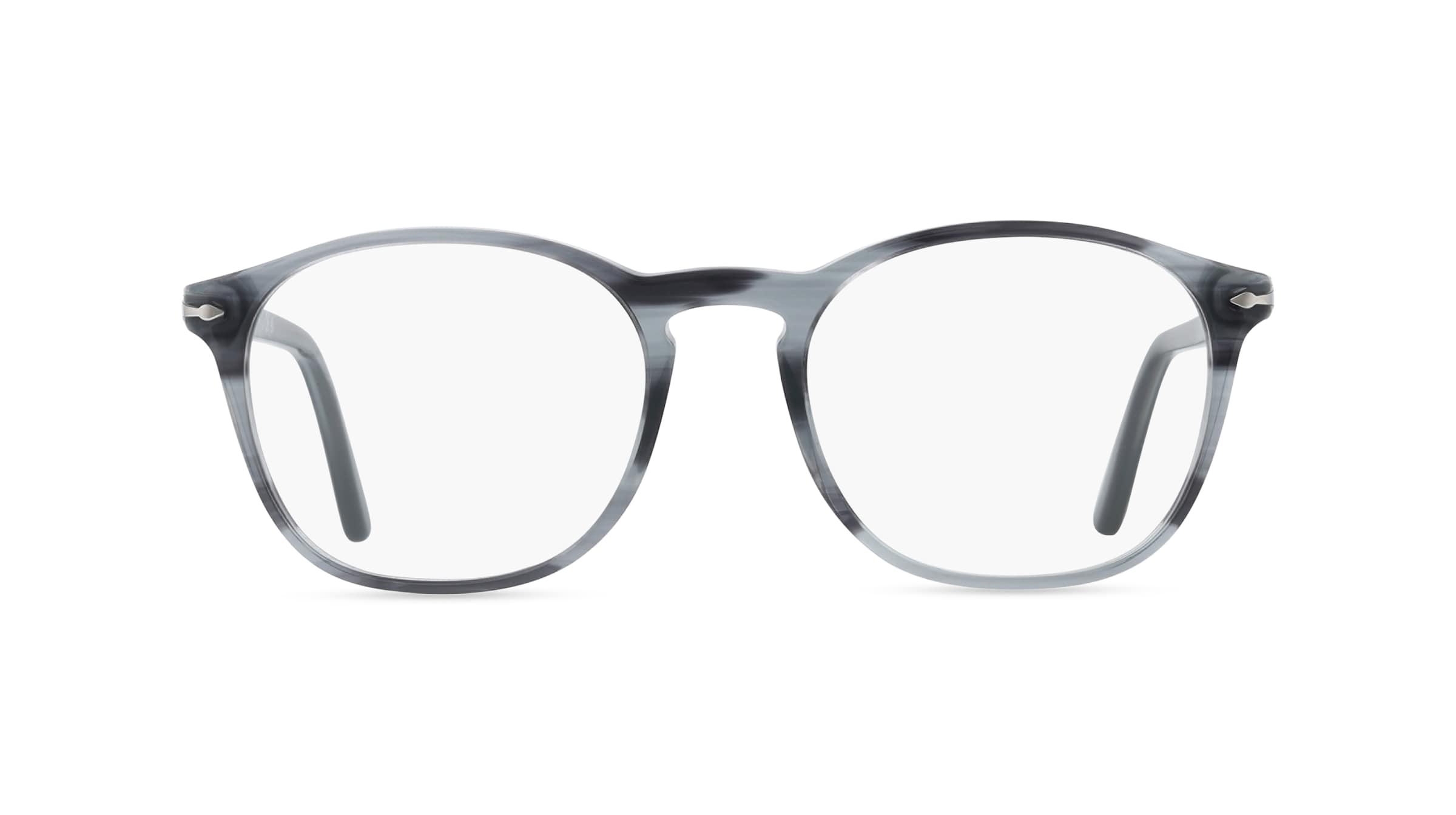 Persol PO3007V Herren-Brille inkl. Gläser Vollrand Quadratisch Acetat-Gestell 52/19/145, Grau