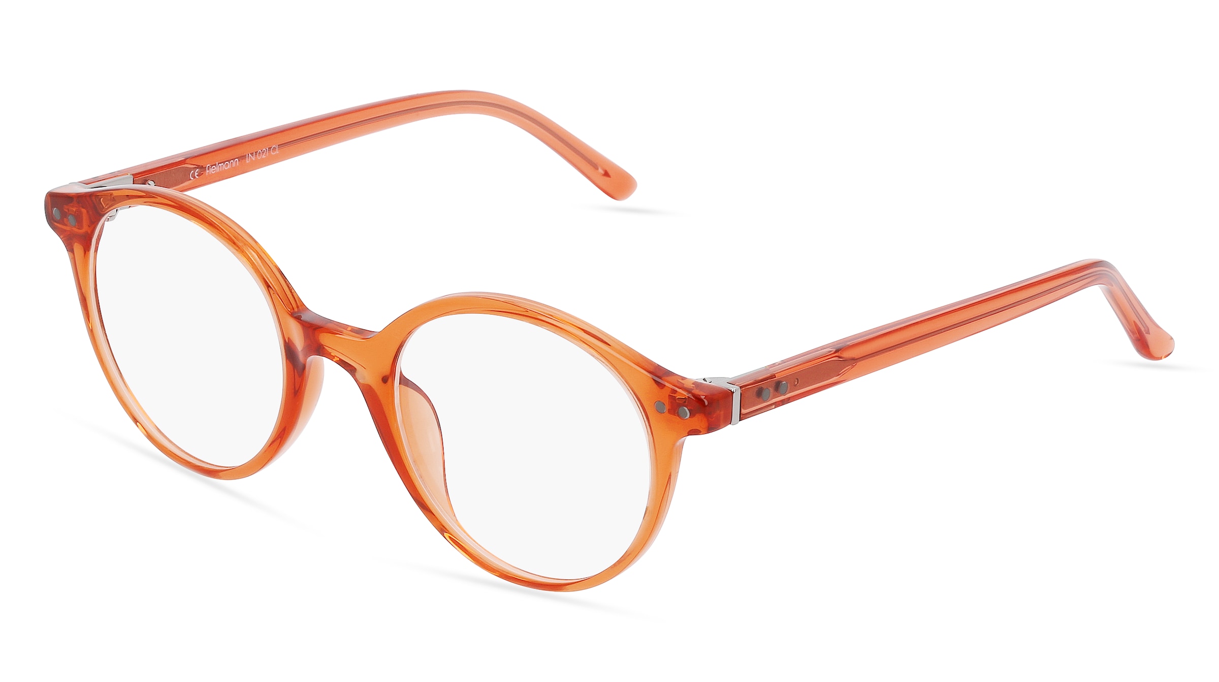 Fielmann LN 021 CL Unisex-Brille inkl. Gläser Vollrand Panto Acetat-Gestell 46/20/130, Orange