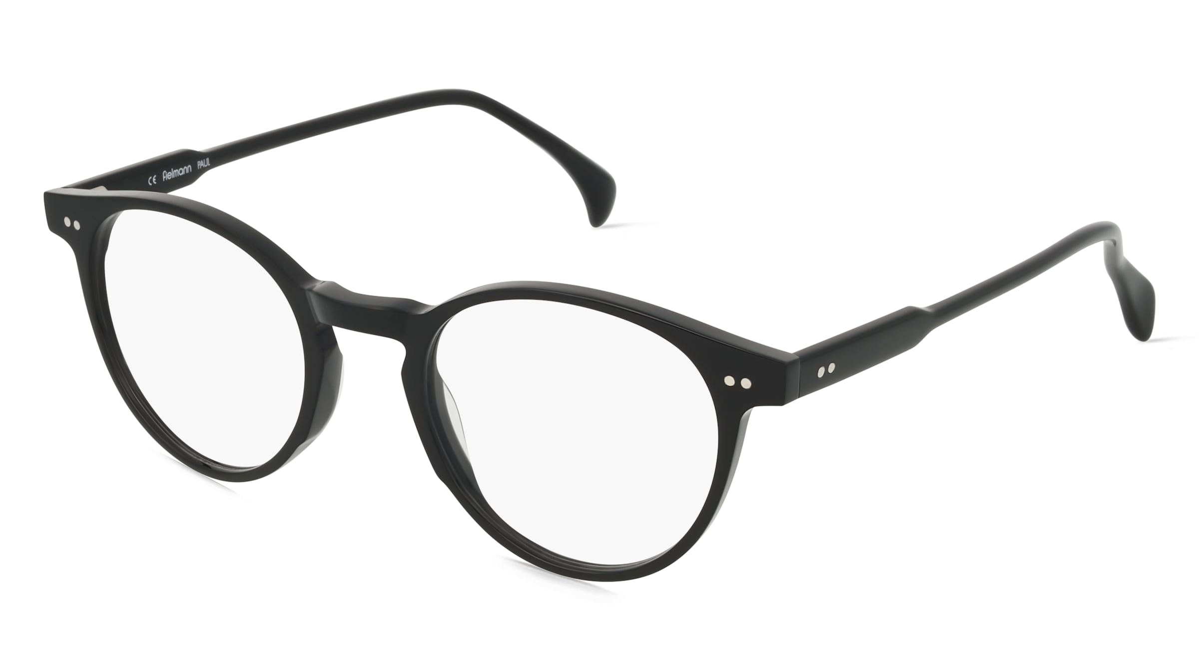 Fielmann MC 600 FA PAUL Unisex-Brille inkl. Gläser Vollrand Panto Acetat-Gestell 49/21/150, Schwarz
