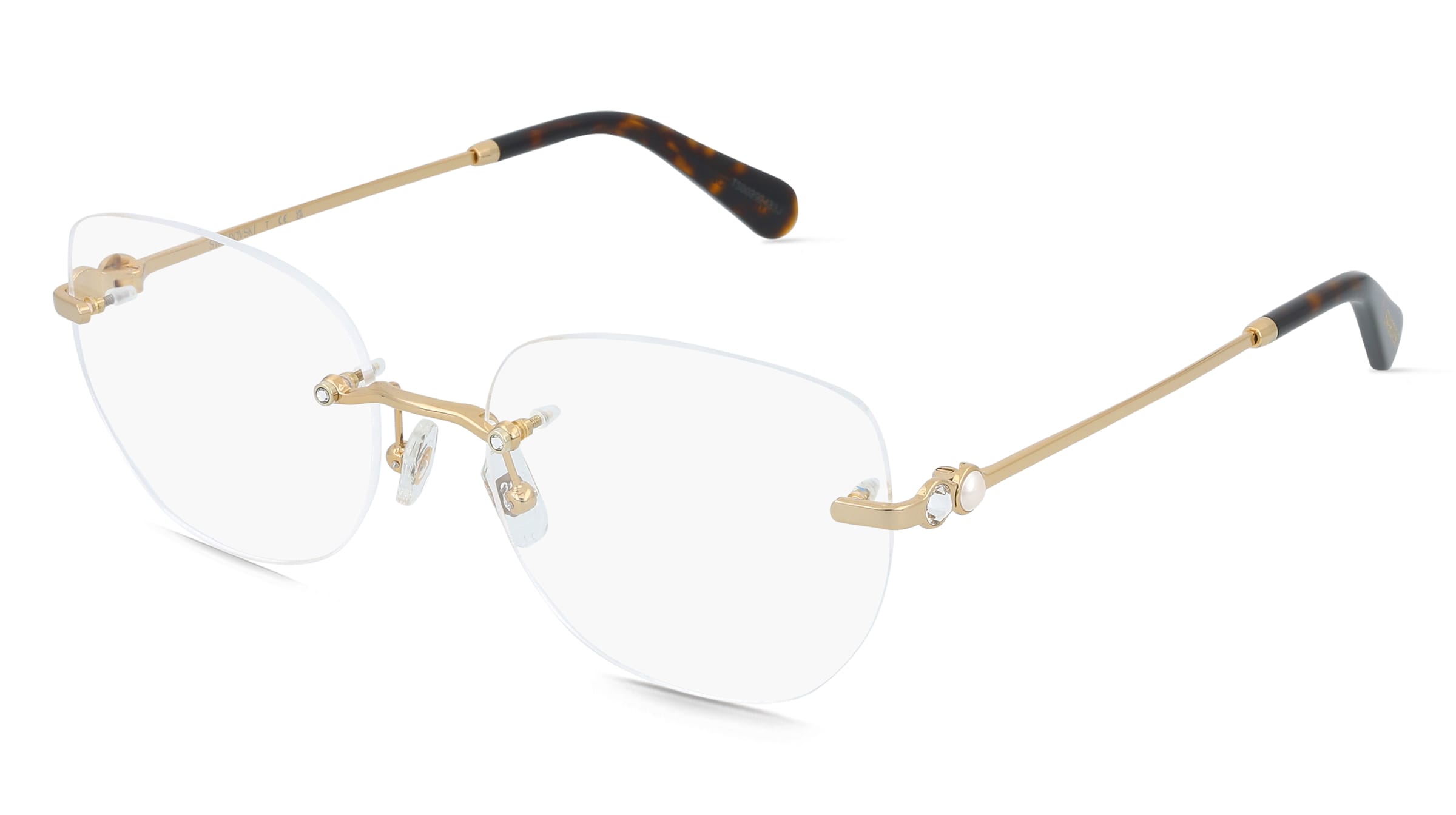 Swarovski SK1038 Damen-Brille inkl. Gläser Randlos Rund Metall-Gestell 54/18/140, Gold