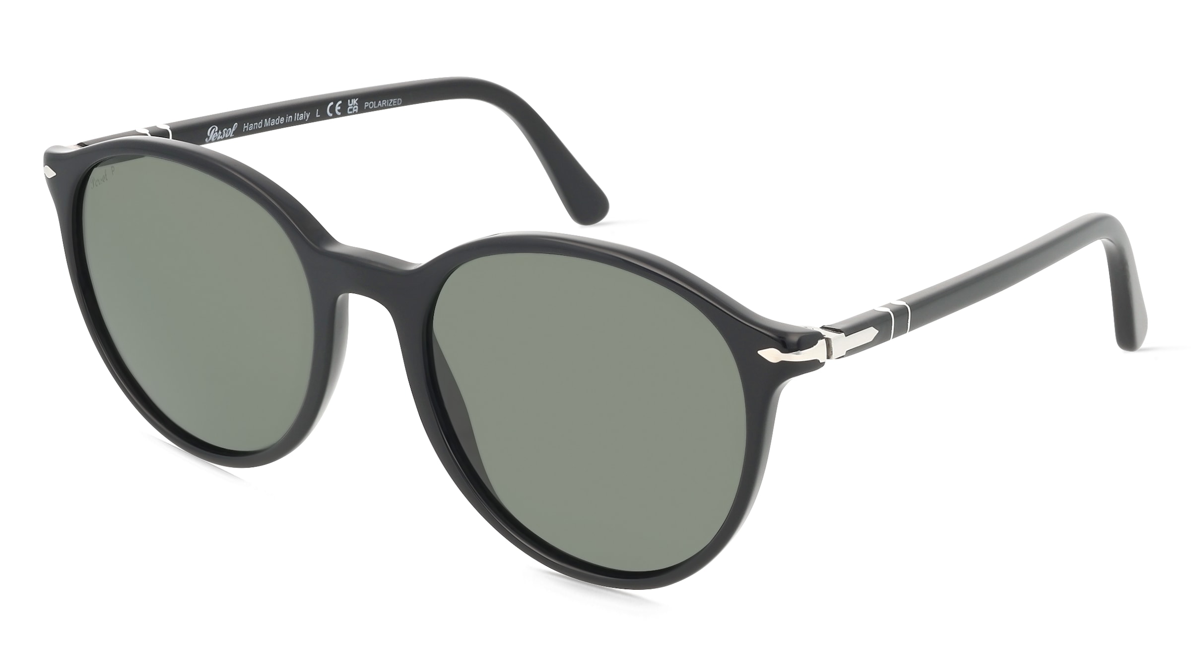Persol 0PO3350S Unisex-Sonnenbrille Vollrand Panto Acetat-Gestell, Schwarz