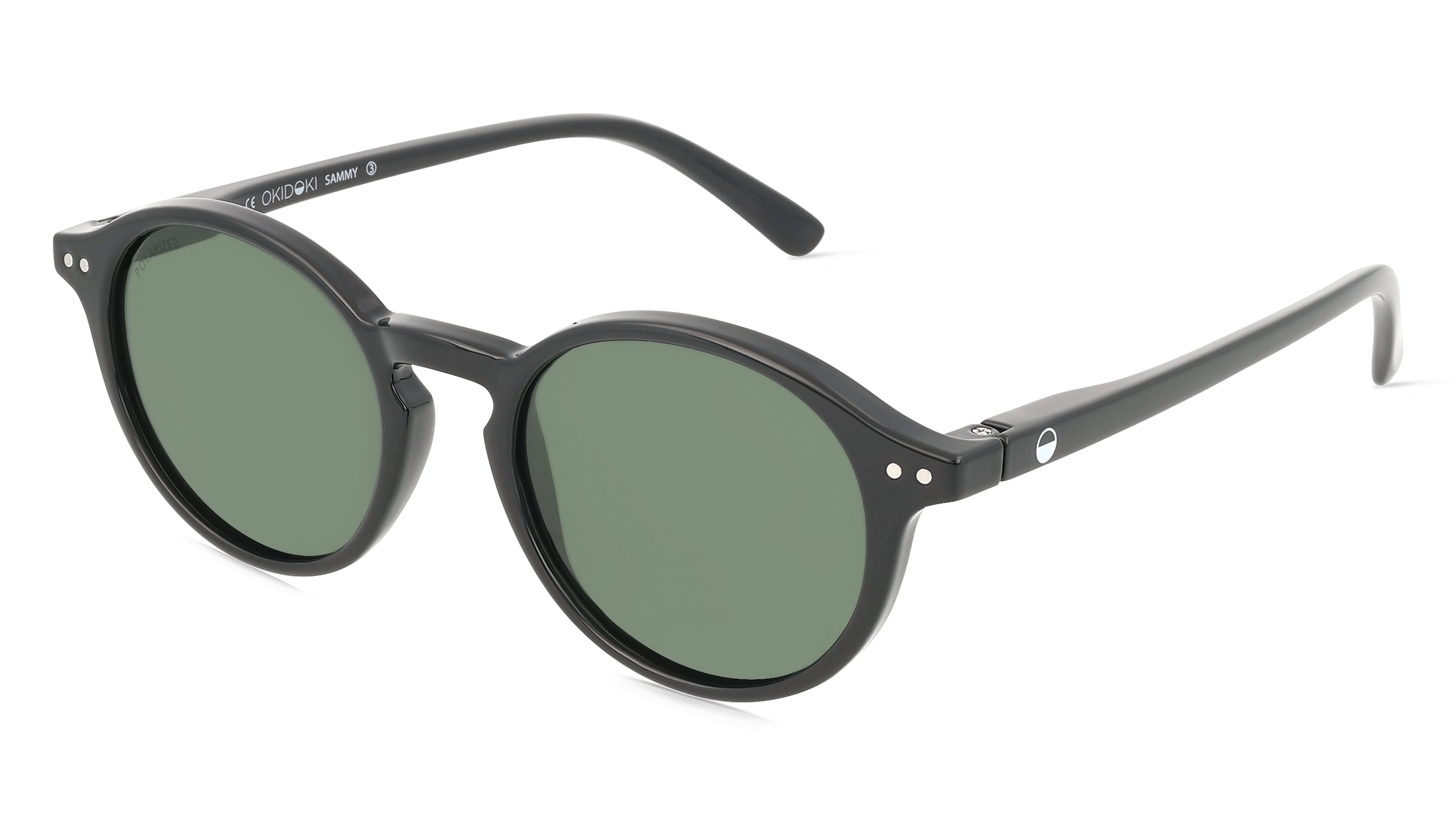 OKIDOKI SAMMY SUN Unisex-Sonnenbrille Vollrand Panto Kunststoff-Gestell, Schwarz