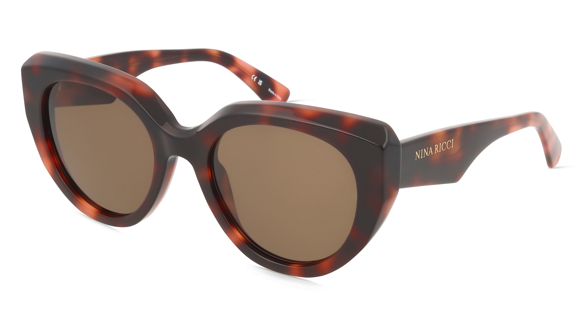 Nina Ricci SNR404 Damen-Sonnenbrille Vollrand Butterfly Acetat-Gestell, Havanna