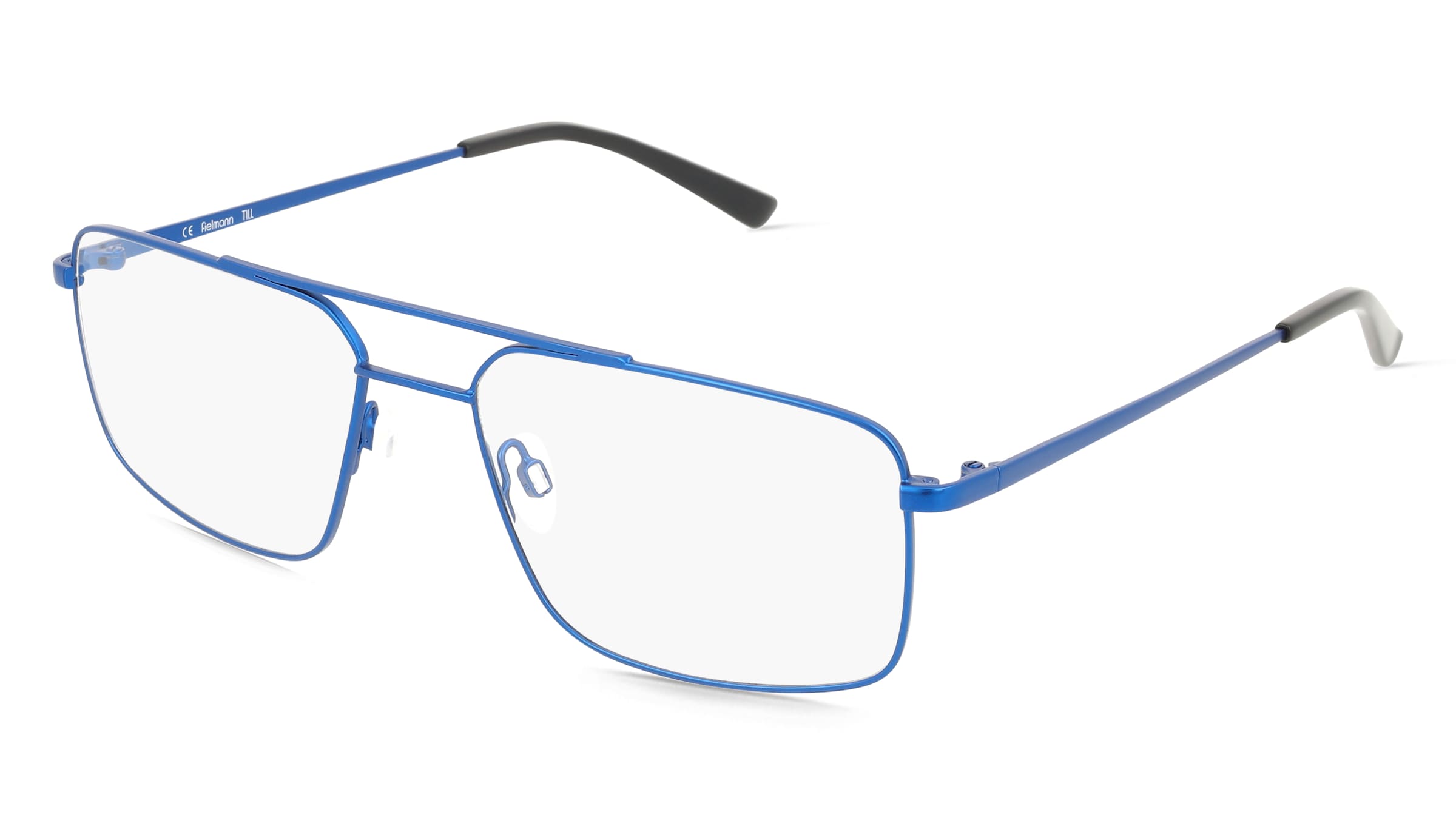 Fielmann MO 004 CL TILL Herren-Brille inkl. Gläser Vollrand Quadratisch Edelstahl-Gestell 58/18/150, Blau