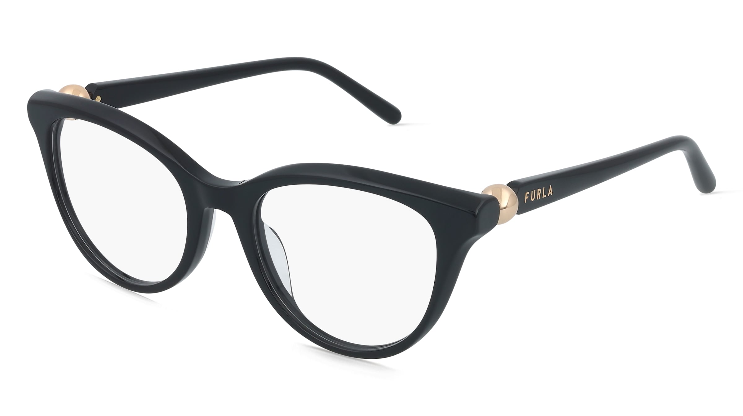 Furla VFU877 Damen-Brille inkl. Gläser Vollrand Rund Kunststoff-Gestell 51/19/140, Schwarz
