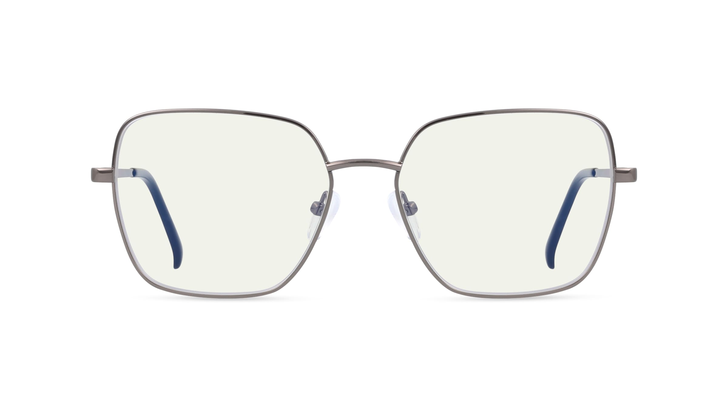 Fielmann BD 480 BL Damen-Blaulichtfilterbrille ohne Sehstärke Vollrand Quadratisch Edelstahl-Gestell, Grau