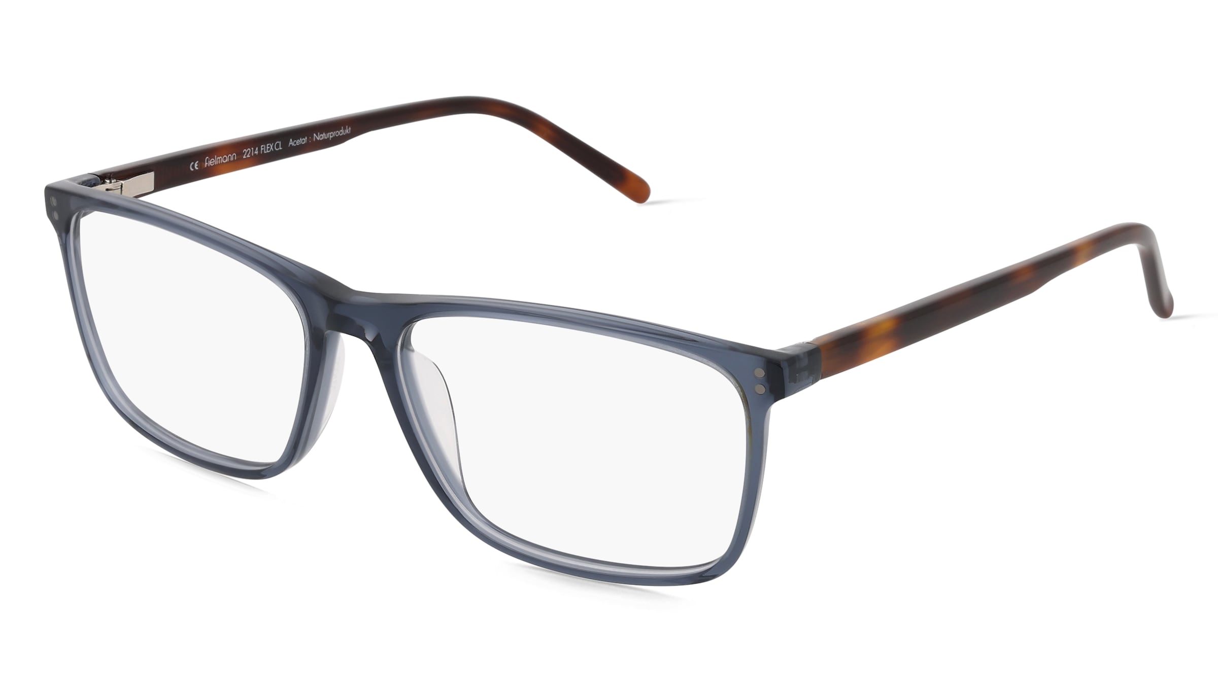 Fielmann 2214 FLEX CL Unisex-Brille inkl. Gläser Vollrand Quadratisch Acetat-Gestell 56/16/145, Blau
