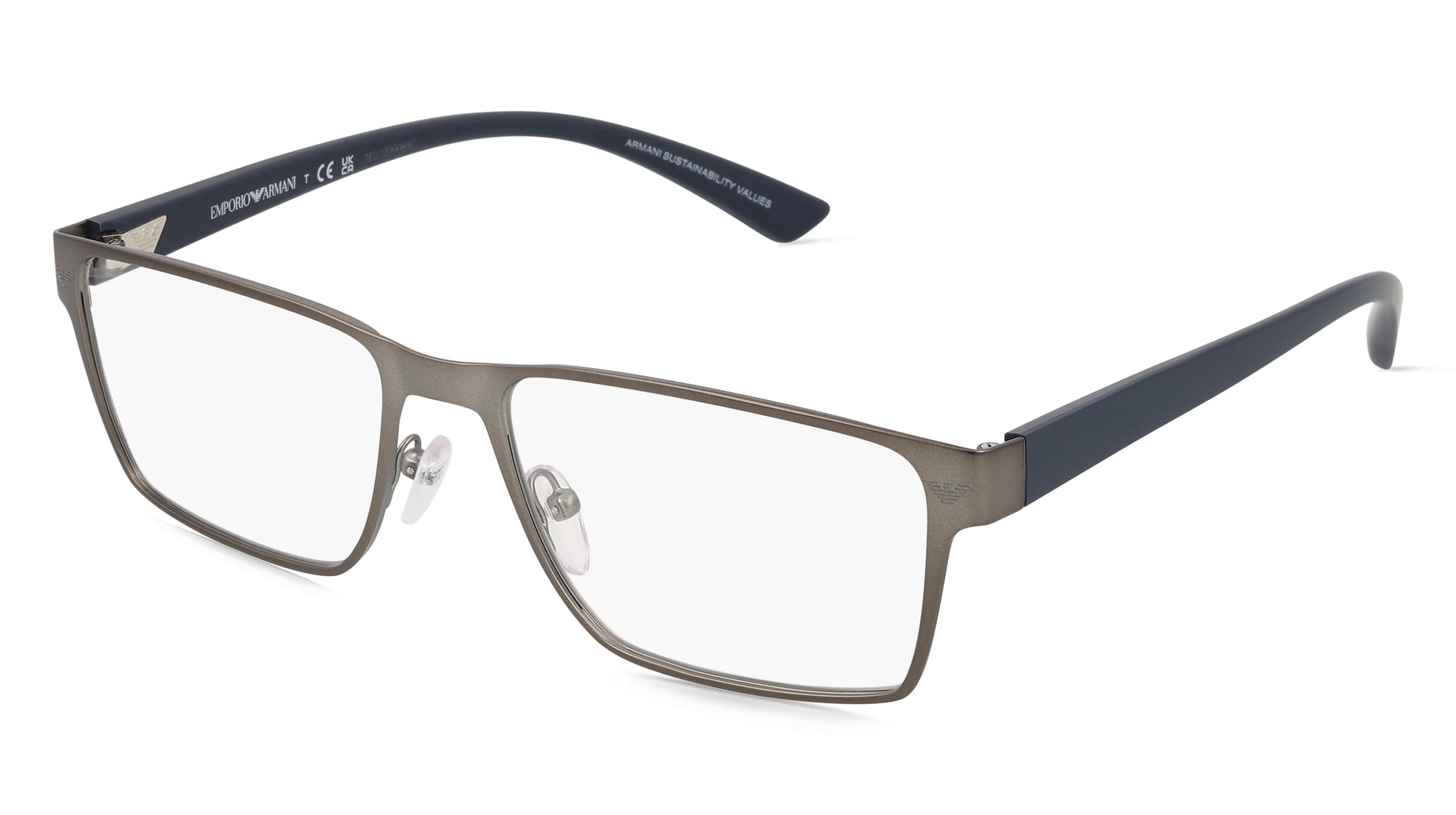 Emporio Armani 0EA1157 Herren-Brille inkl. Gläser Vollrand Quadratisch Metall-Gestell 55/17/145, Grau