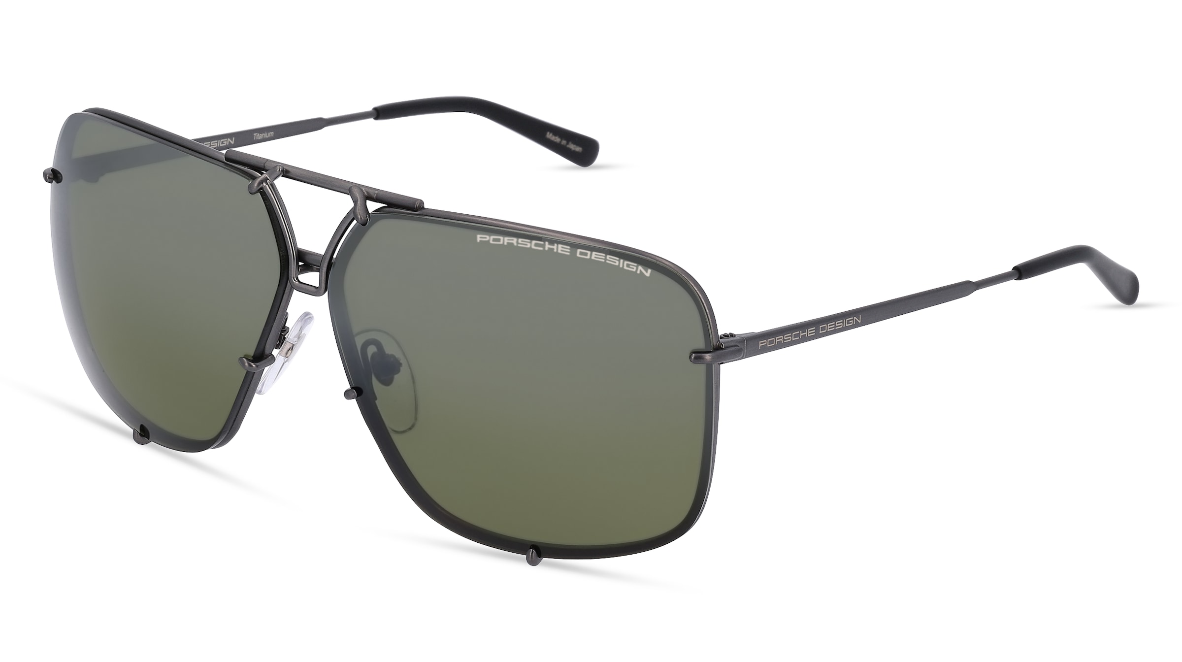 Porsche Design 8928 - mit Wechselgläsern Unisex-Sonnenbrille Vollrand Pilot Metall-Gestell, grau