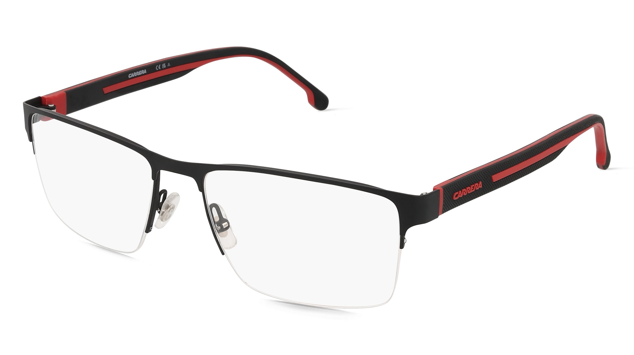 Carrera 8893 Herren-Brille inkl. Gläser Halbrand Quadratisch Metall-Gestell 58/18/145, Schwarz
