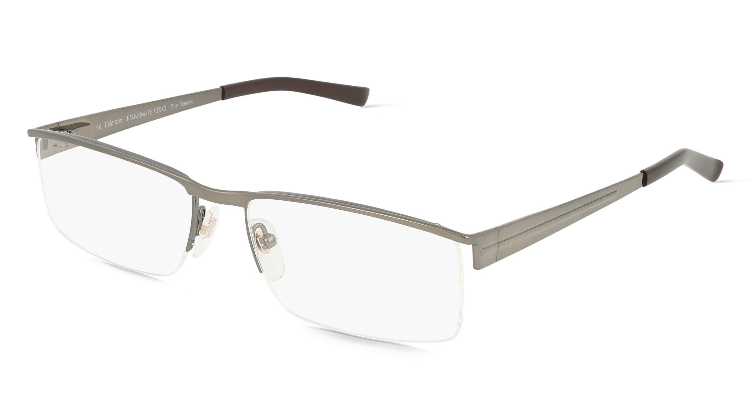 Fielmann TITANIUM 176 FLEX CL Herren-Brille inkl. Gläser Nylor Eckig Titan-Gestell 56mm/17mm/135mm, grau