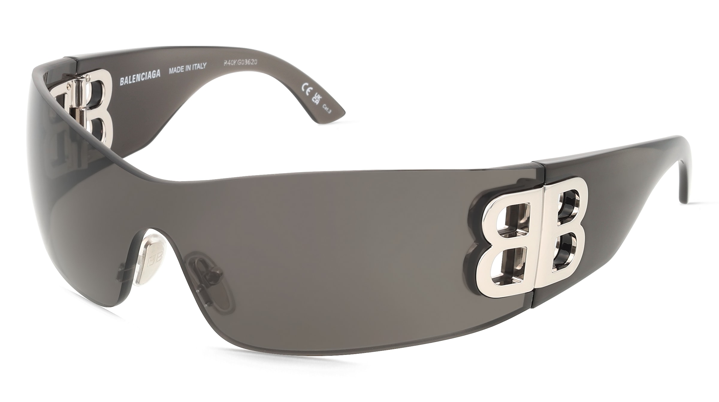 Balenciaga BB0359S Damen-Sonnenbrille Vollrand Monoscheibe Kunststoff-Gestell, Grau