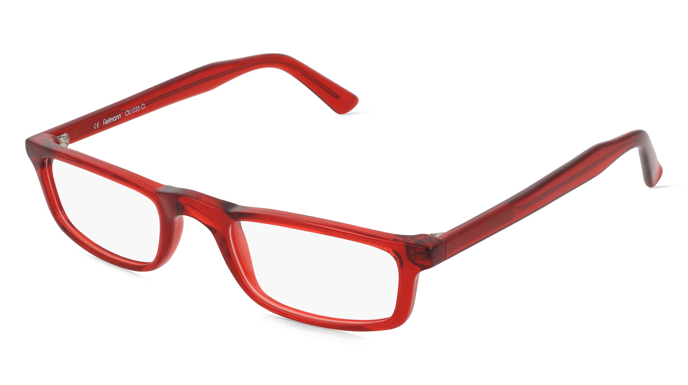 Fielmann OU 035 CL Herren-Brille inkl. Gläser Vollrand Schmal Acetat-Gestell 50mm/22mm/145mm, rot