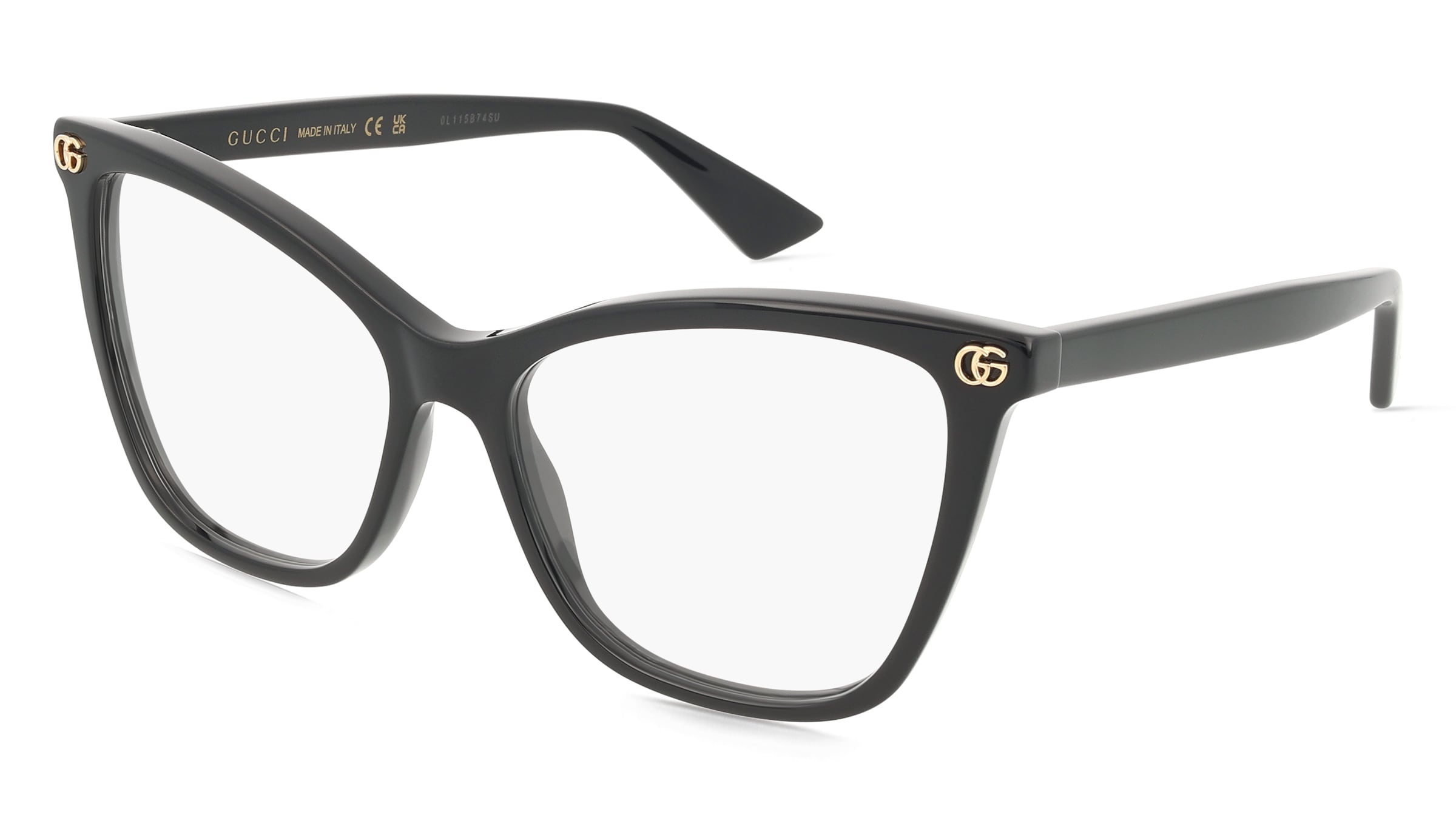Gucci GG1817O Unisex-Brille inkl. Gläser Vollrand Cat Eye Acetat-Gestell 55/16/140, Schwarz