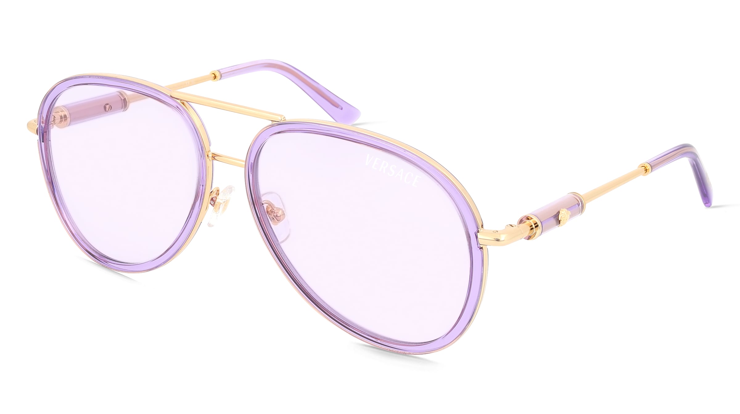 Versace VE2260 Unisex-Sonnenbrille Vollrand Pilot Edelstahl-Gestell, Lila