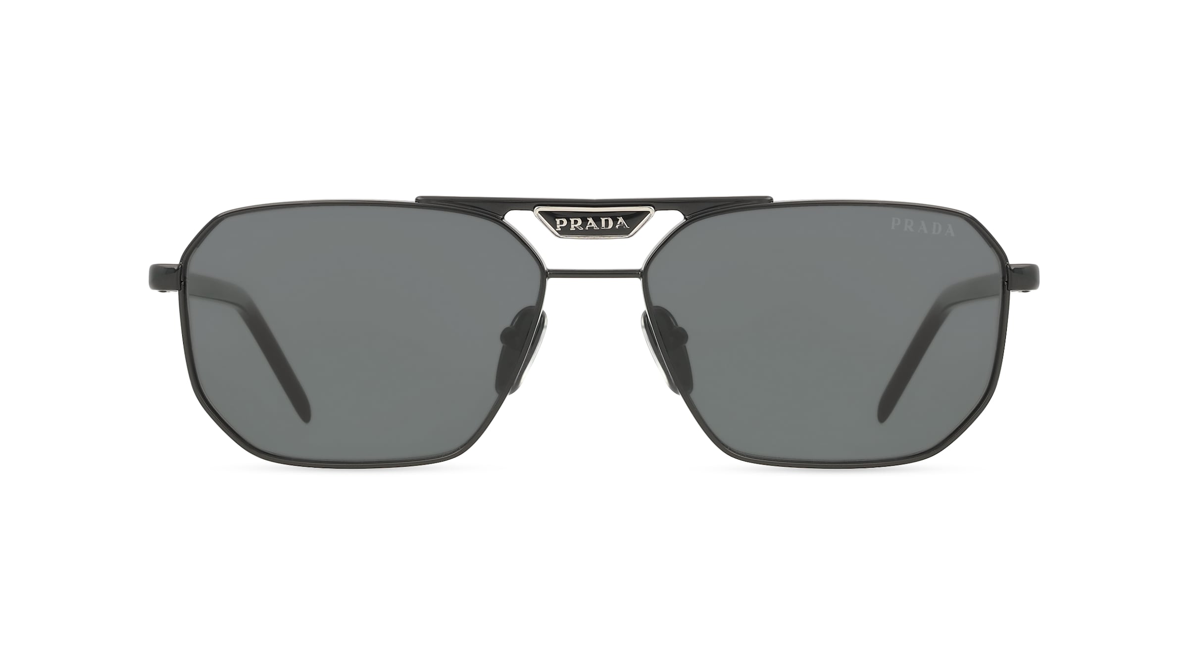 Prada PR58YS Herren-Sonnenbrille Halbrand Eckig Metall-Gestell, schwarz