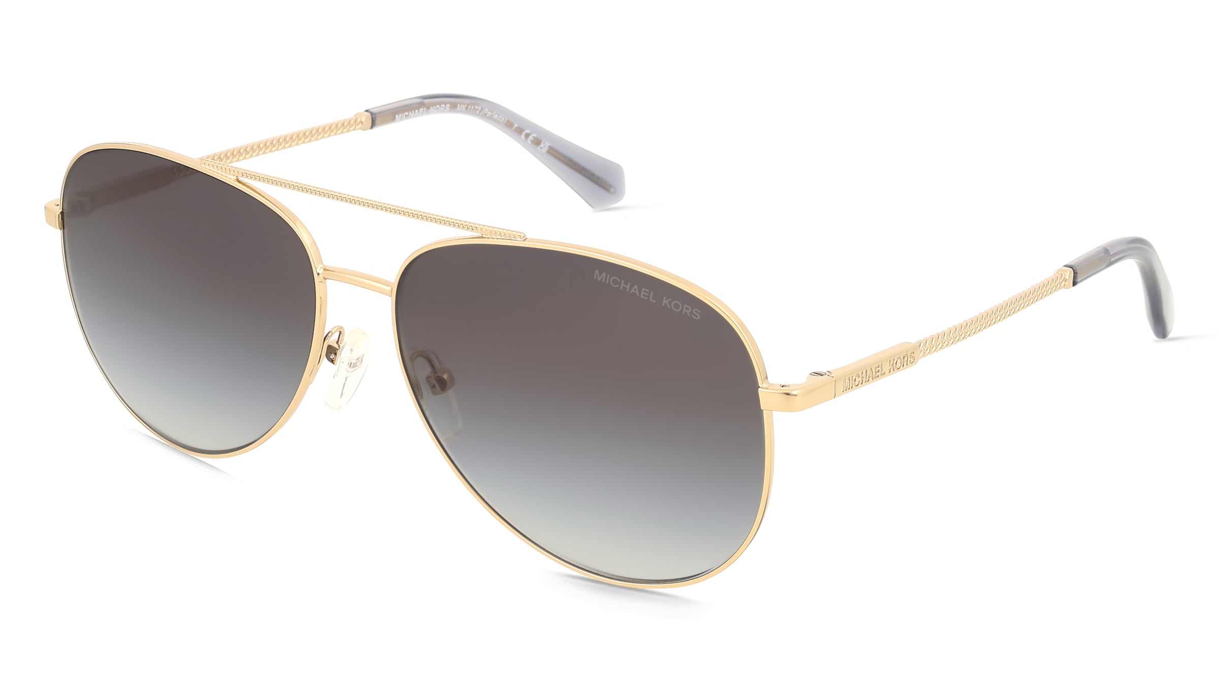 Michael Kors 0MK1172 PERLEDO Damen-Sonnenbrille Vollrand Pilot Metall-Gestell, Gold