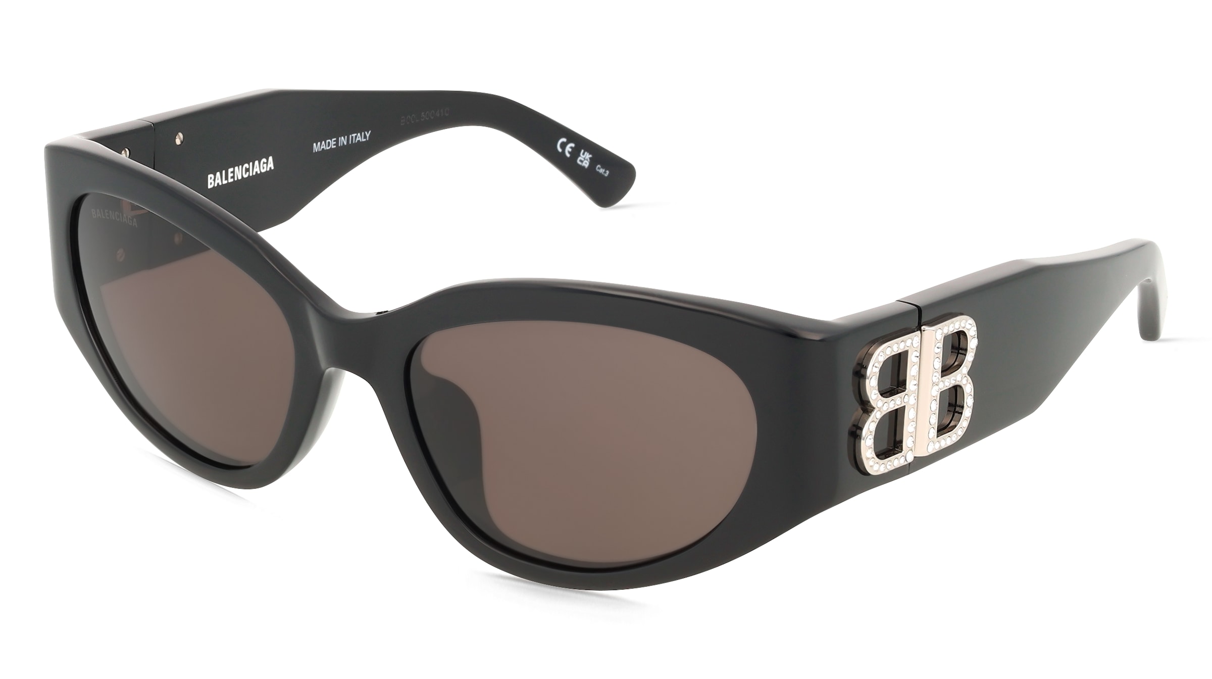 Balenciaga BB0324SK Damen-Sonnenbrille Vollrand Oval Acetat-Gestell, Schwarz