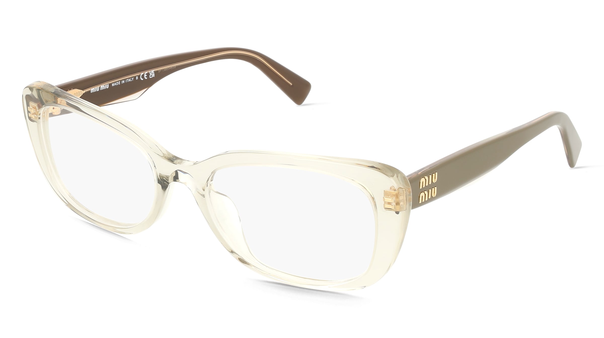 Miu Miu MU07VV Damen-Brille inkl. Gläser Vollrand Eckig Acetat-Gestell 55/19/140, Beige