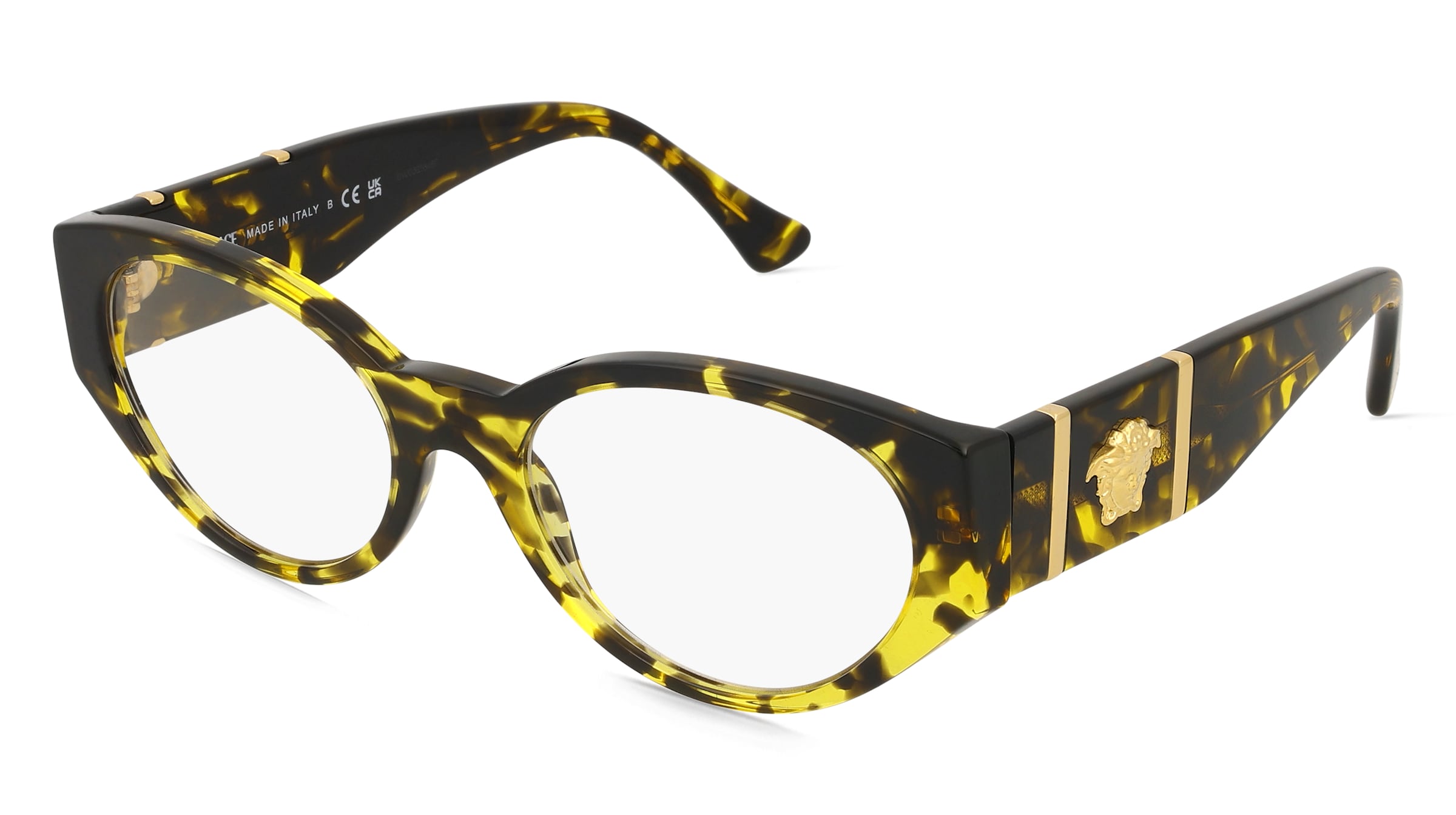 Versace 0VE3345 Damen-Brille inkl. Gläser Vollrand Oval Acetat-Gestell 52/18/140, Havanna